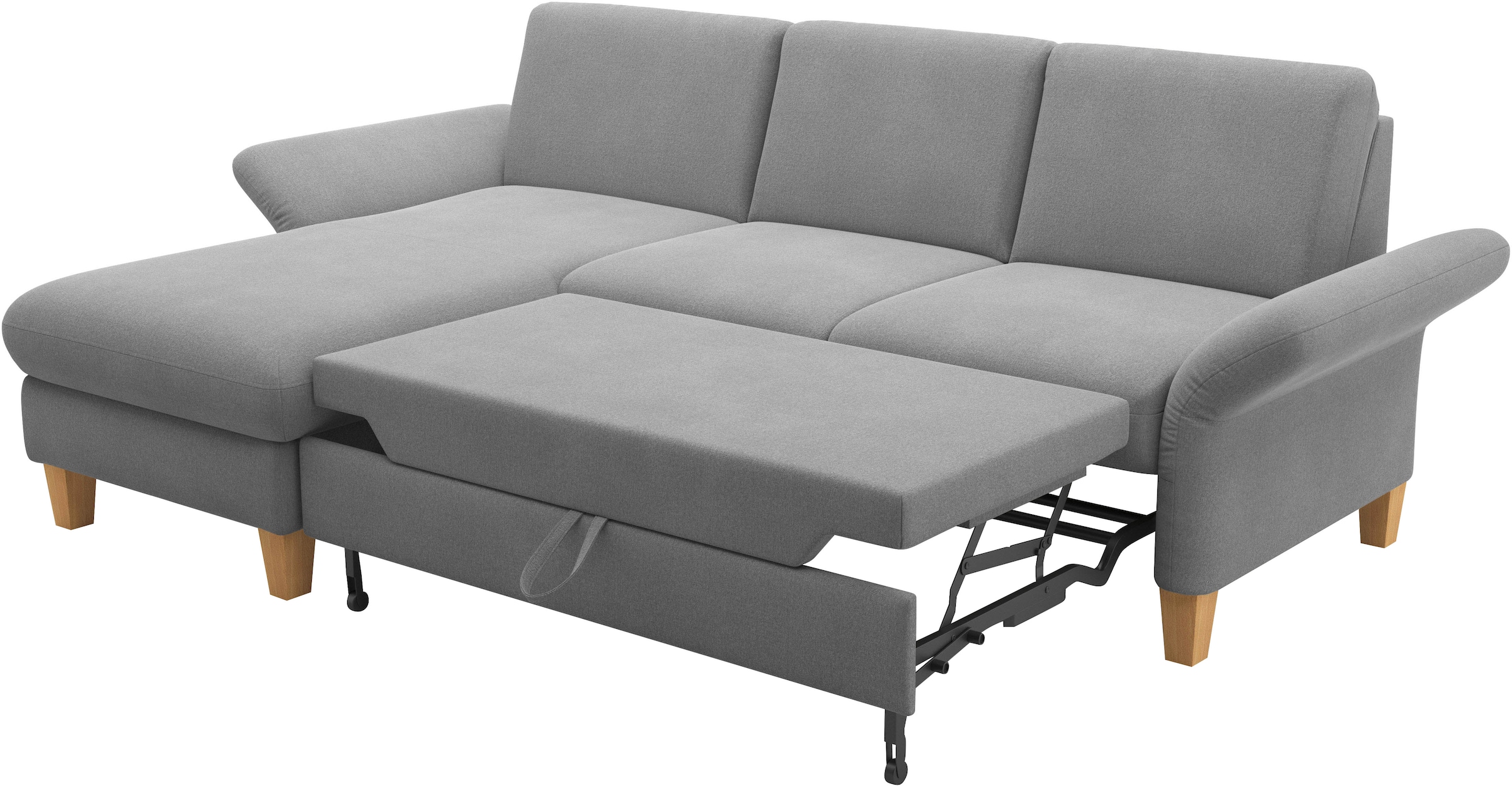 Home affaire Ecksofa »Rochelle«, wahlweise mit Armlverstellung, Klappbett mit Rollen & Bettkasten
