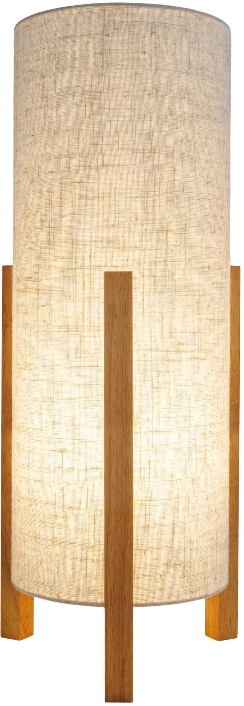 näve Tischleuchte »Matida«, 1 flammig, Leuchtmittel E27 | ohne Leuchtmittel, 1xE27 exkl., Holzgestell, Textilschirm natur, H: ca. 110cm, D: ca.20cm