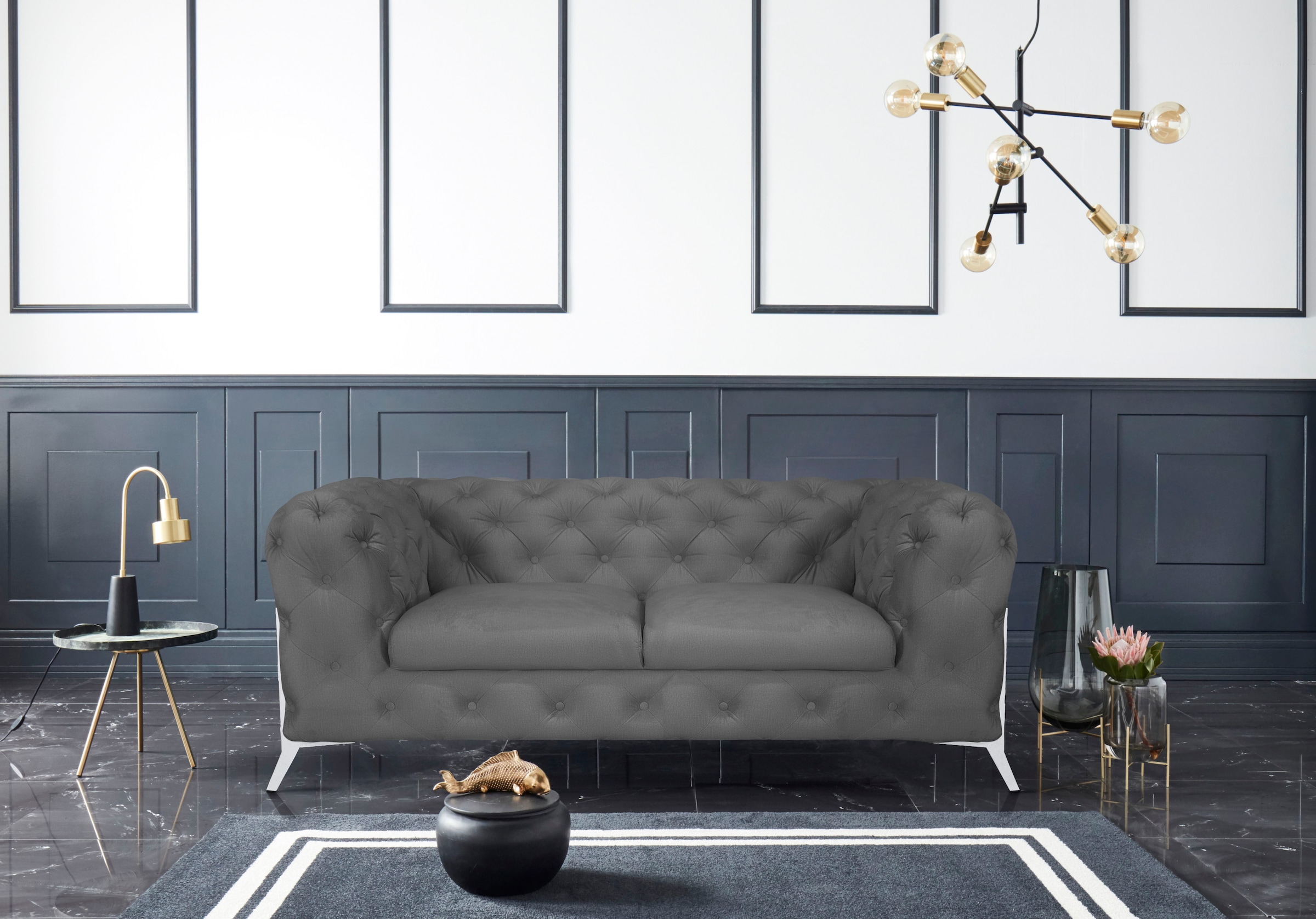Leonique Chesterfield-Sofa »Amaury«, aufwändige Knopfheftung, moderne Chesterfield Optik, Fußfarbe wählbar