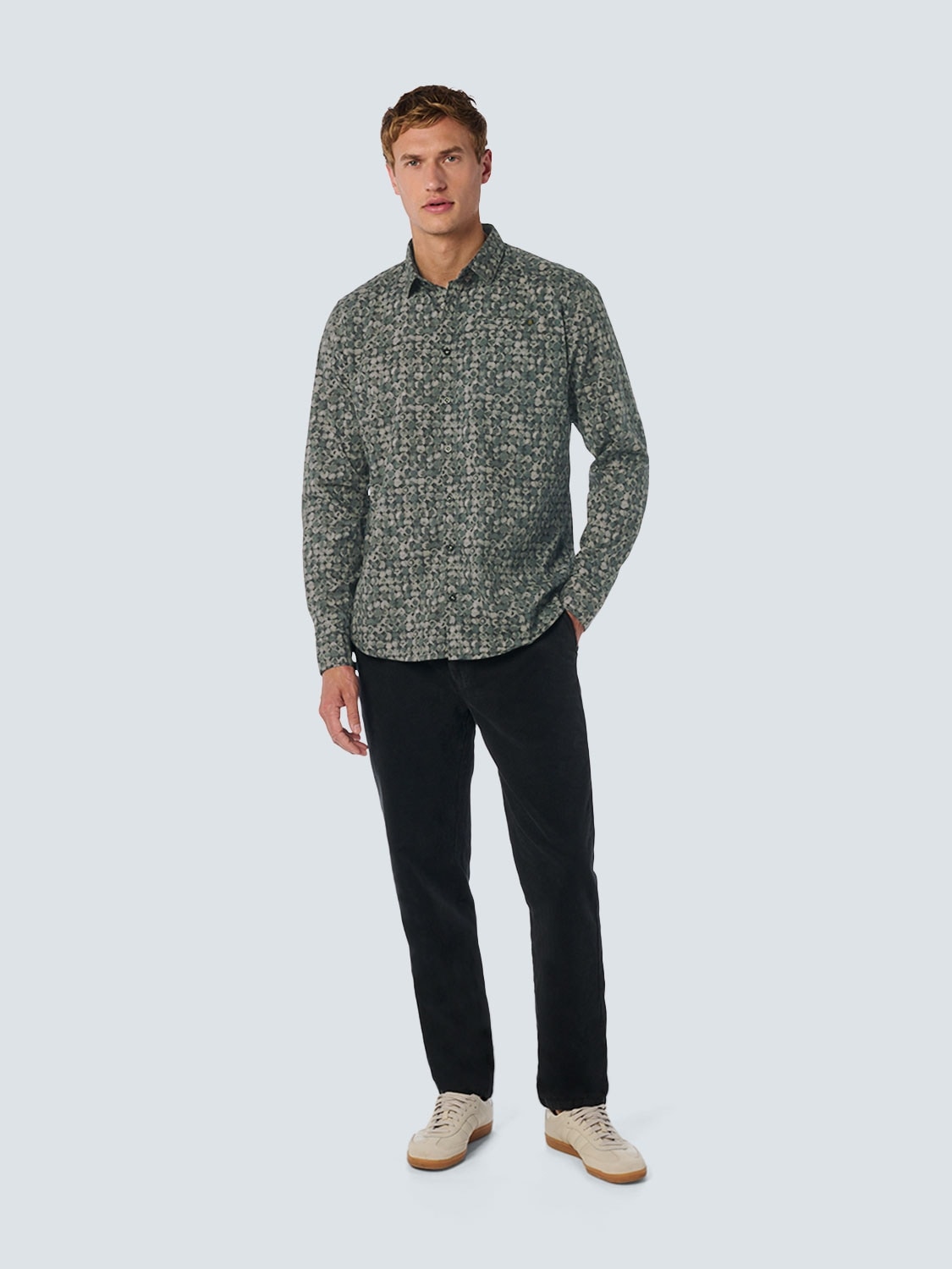 NO EXCESS Langarmhemd mit All-Over Print