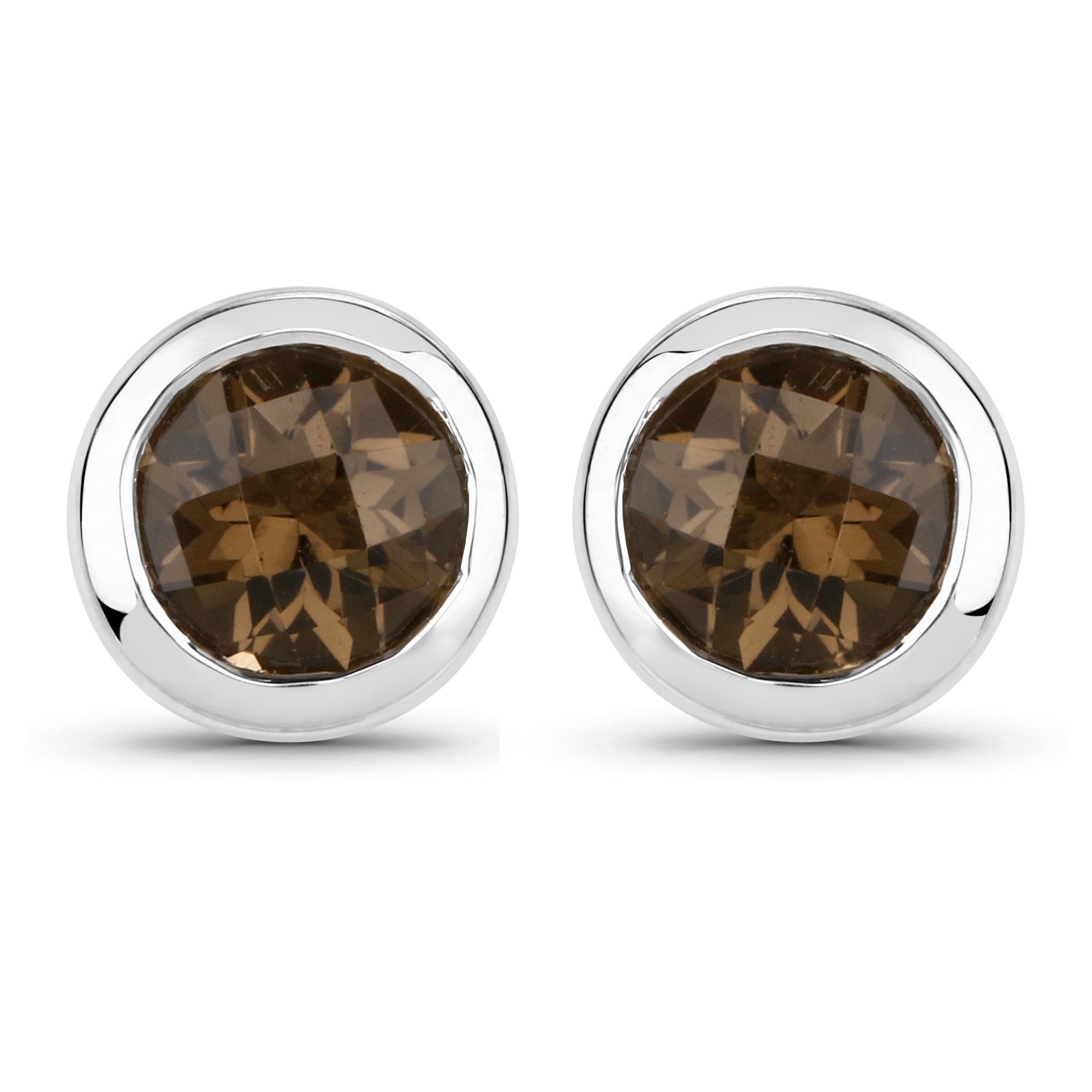 Vira Jewels Paar Ohrstecker »925-Sterling Silber rhodiniert glänzend Rauchquartz braun rund«