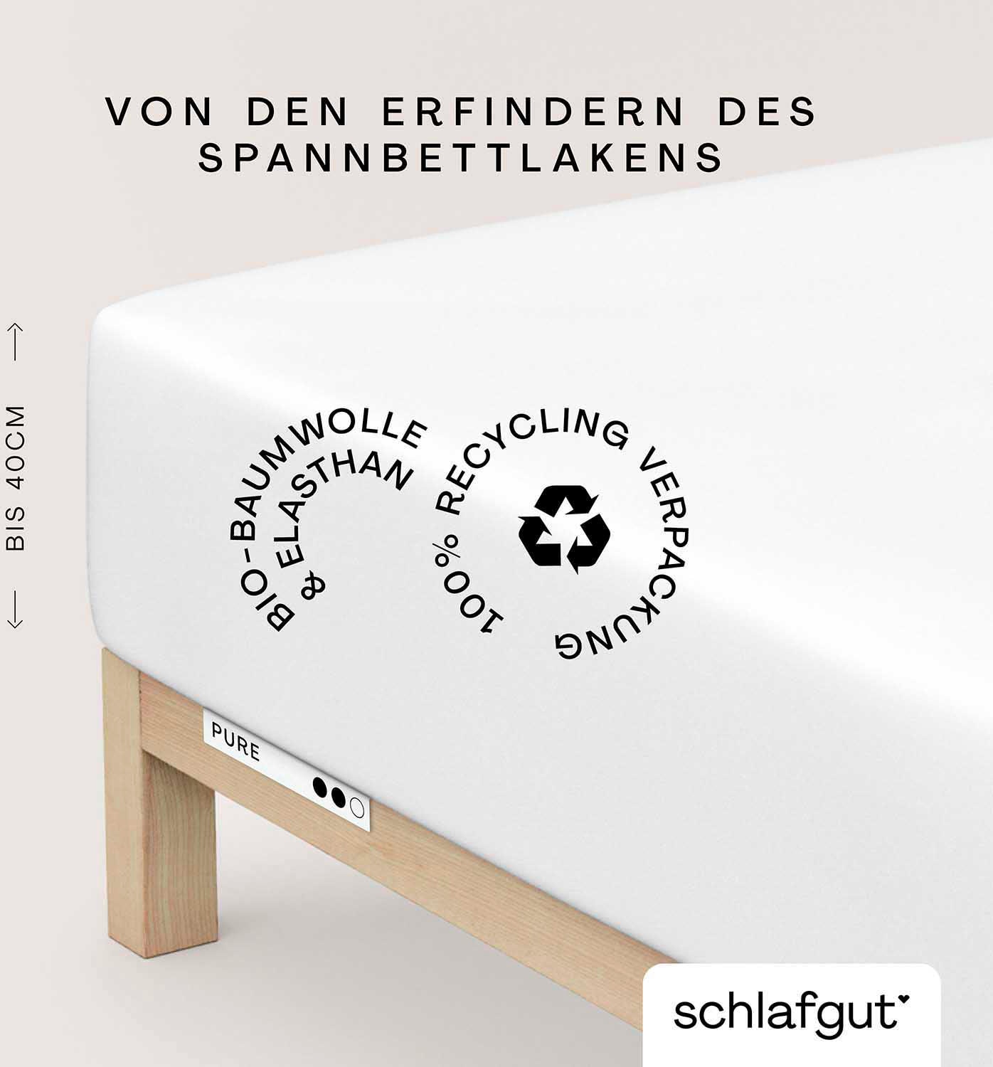 Schlafgut Spannbettlaken »PURE BOXSPRING in Gr. 90x200, 140x200 oder 180x200, für Boxspringbett«, aus Bio-Baumwolle, für Matratzen bis 40 cm Höhe, Bettlaken