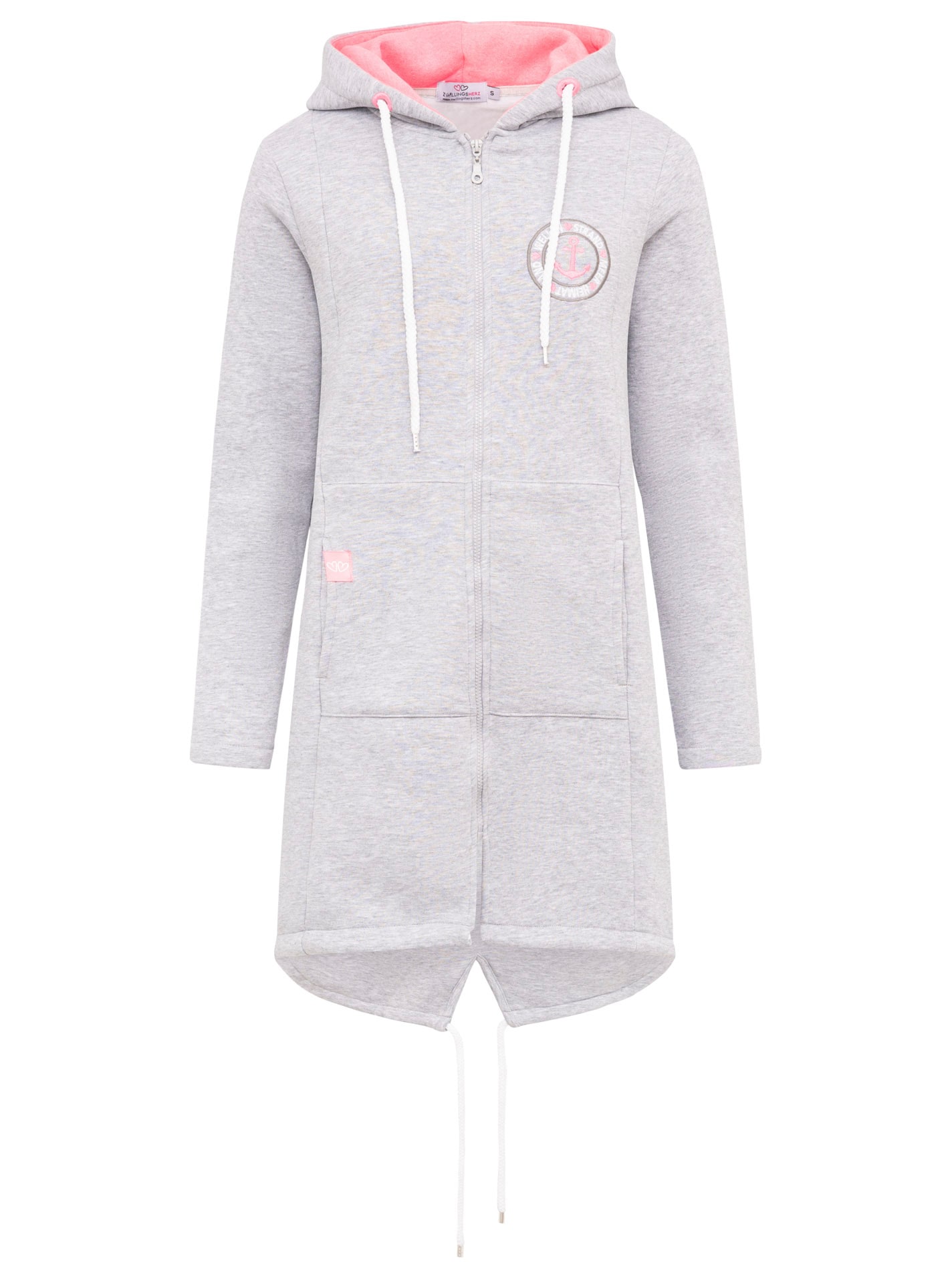 Zwillingsherz Jerseymantel »"Anker & Strandglück"« mit Ankermotiv gestickt, Taschen und Reißverschluss