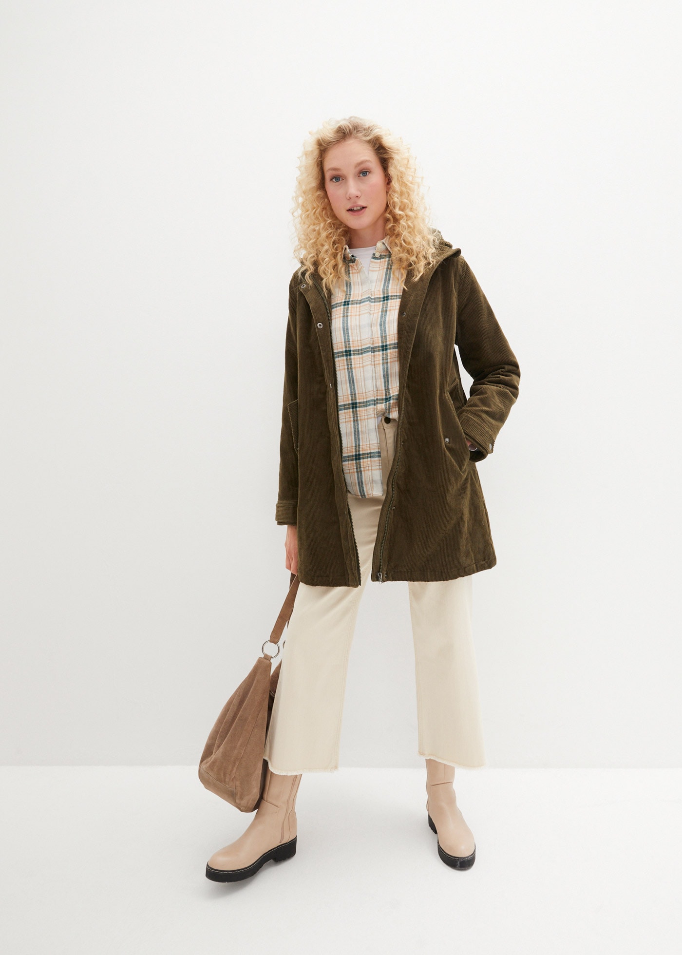 bonprix Parka mit Kapuze dezente A-Linie Passform, teilweise mit kuscheligem Plüschfutter