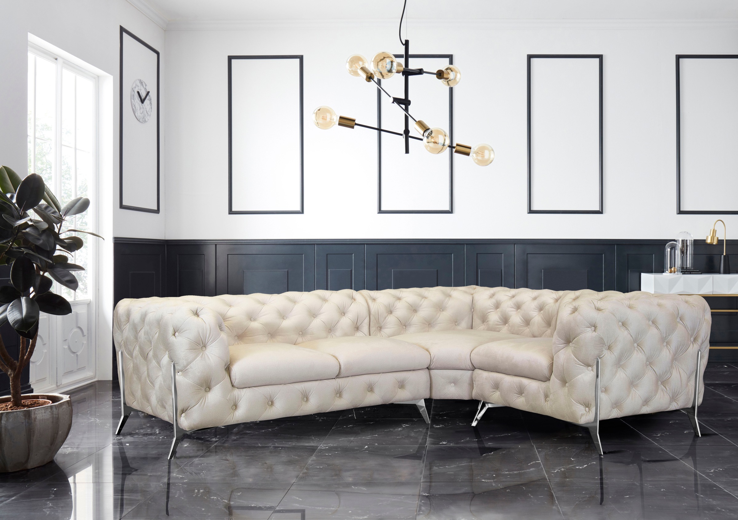 Home affaire Chesterfield-Sofa »Amaury L-Form« moderne Chersterfield-Optik, günstig online kaufen