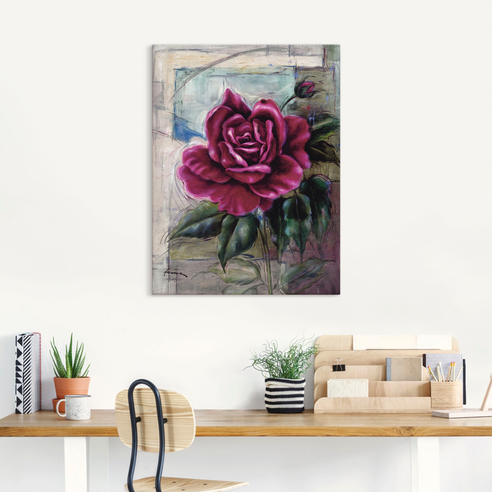 Artland Leinwandbild »Rose II« Blumen 1 Stk. tlg. auf Holzrahmen gespannt