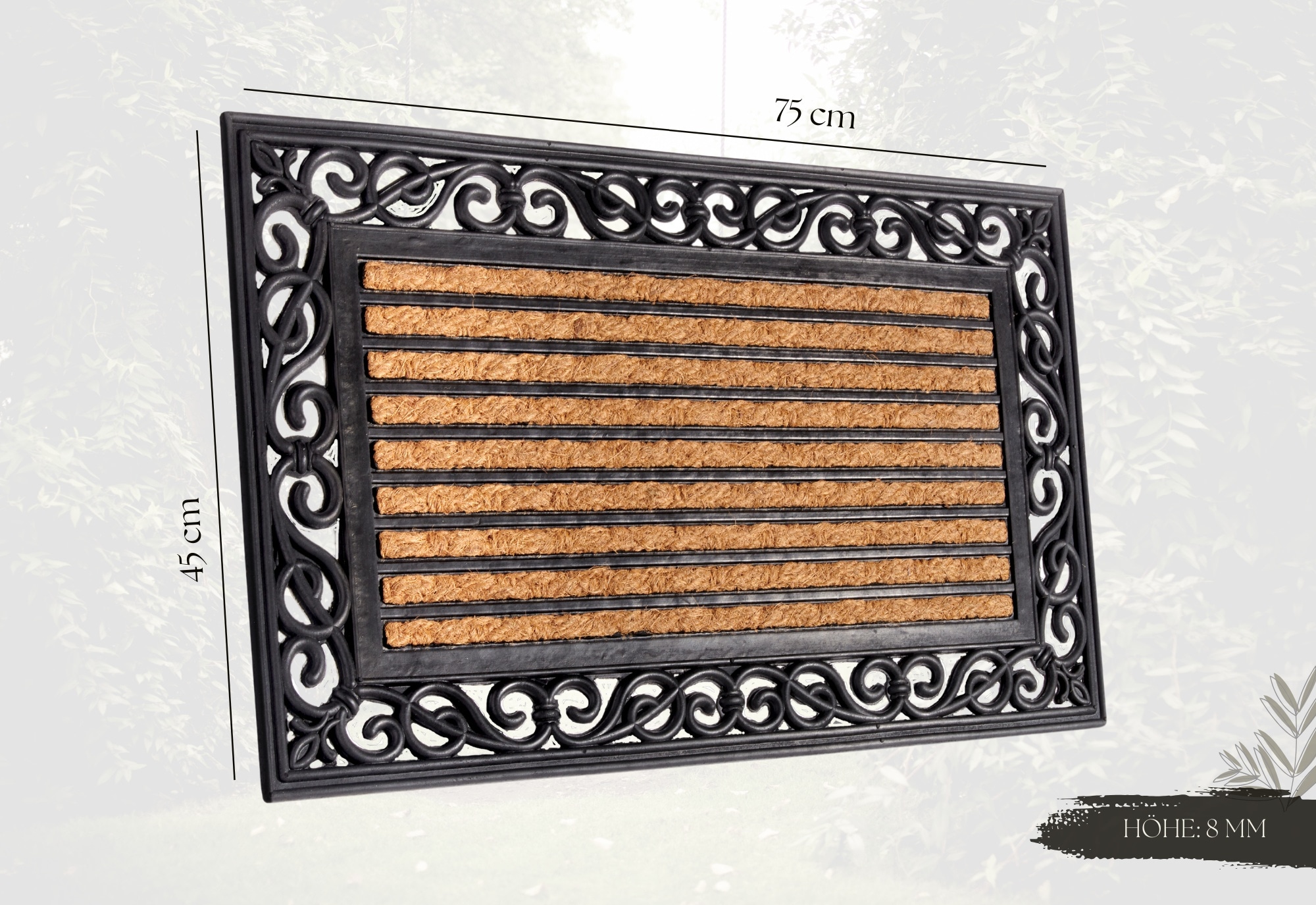 HANSE Home Fußmatte »Mix Mats Gummi Kokos Panama, Türmatte«, rechteckig, 8 mm Höhe, Strapazierfähig, pflegeleicht, robust, wetterfest, UV-beständig