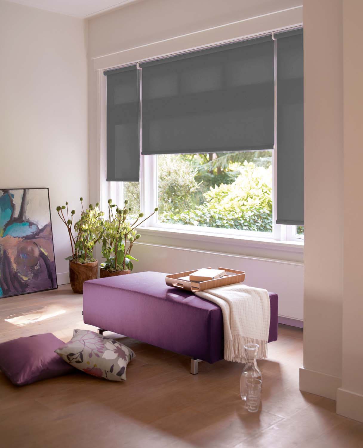 sunlines Elektrisches Rollo »Akkurollo Upcycling appgesteuert, blickdicht, Sunlines«, blickdicht, ohne Bohren, appgesteuert via Bluetooth