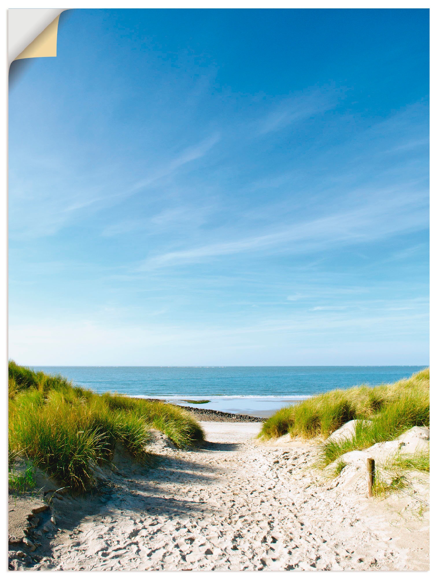 Artland Wandbild (1 Sanddünen St.), oder als Wandaufkleber Größen Poster Weg online Alubild, Strand, »Strand und zur Leinwandbild, kaufen See«, mit in versch