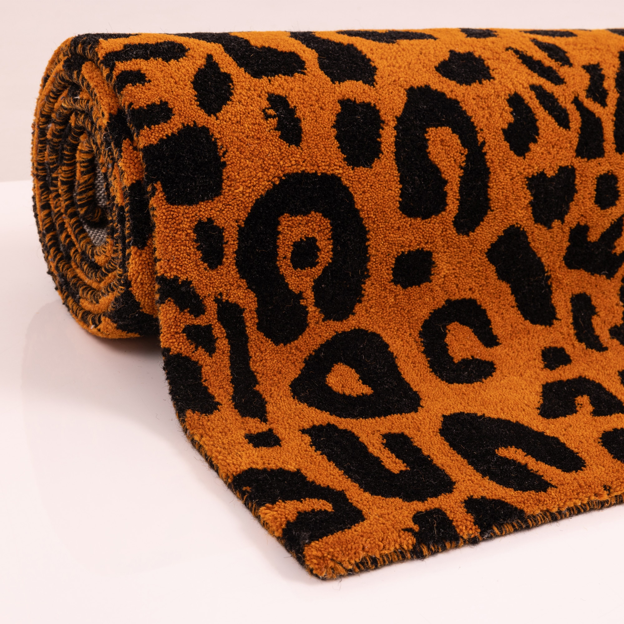OTTO home Wollteppich »Gabbo Leo, Leopardenmuster, handgearbeitet« rechteckig 14 mm Höhe reine Wolle, Uni, Wohnzimmer, Schlafzimmer, Esszimmer