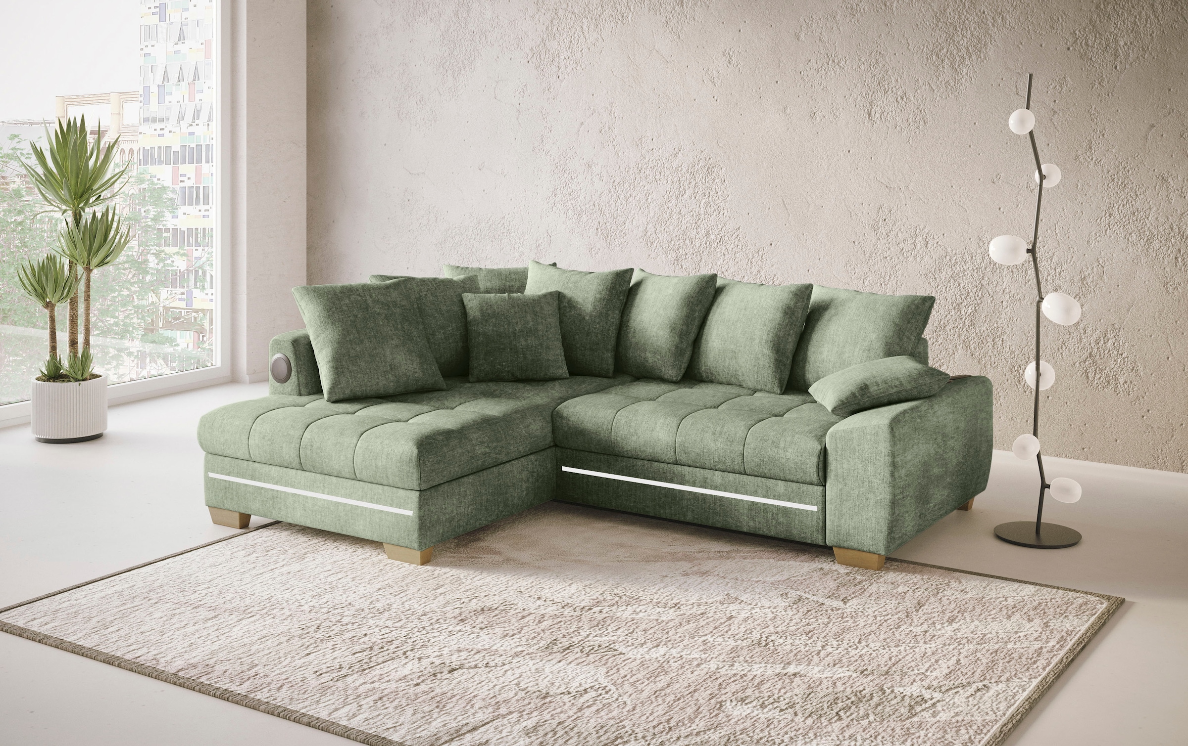 Mr. Couch Ecksofa »Nikita II, L-Form«, mit Kaltschaum, RGB-LED, Soundsystem günstig online kaufen