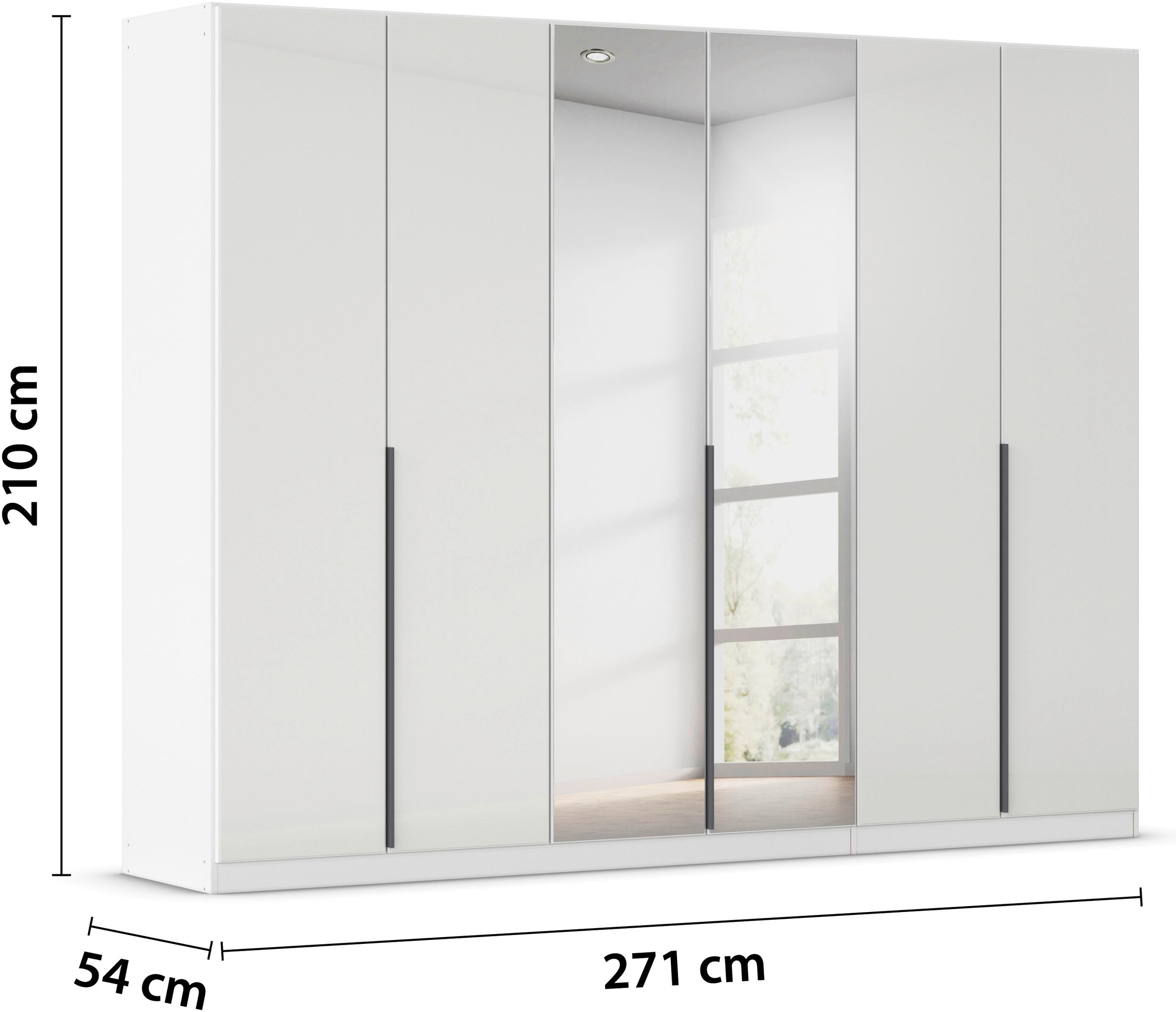 rauch Drehtürenschrank »Kleiderschrank Kleiderschränke Schrank Garderobe AGORDO mit Glasfront«, (in zwei Griff-Farben), durchdachte Innenausstattung, in 6 Breiten und 2 Höhen MADE IN GERMANY
