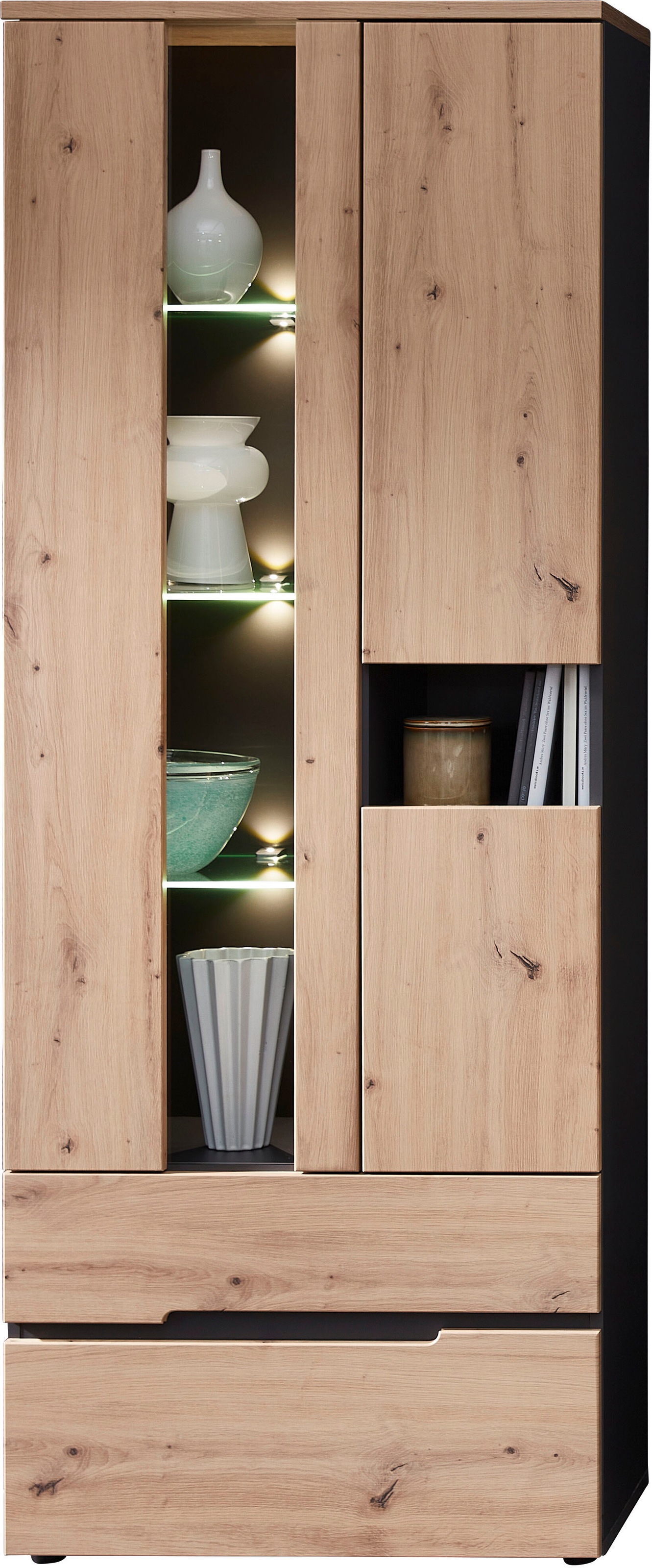 Innostyle Vitrine "Memphis", (1 St.), Bicolour Eiche Artisan Absetzung grap günstig online kaufen