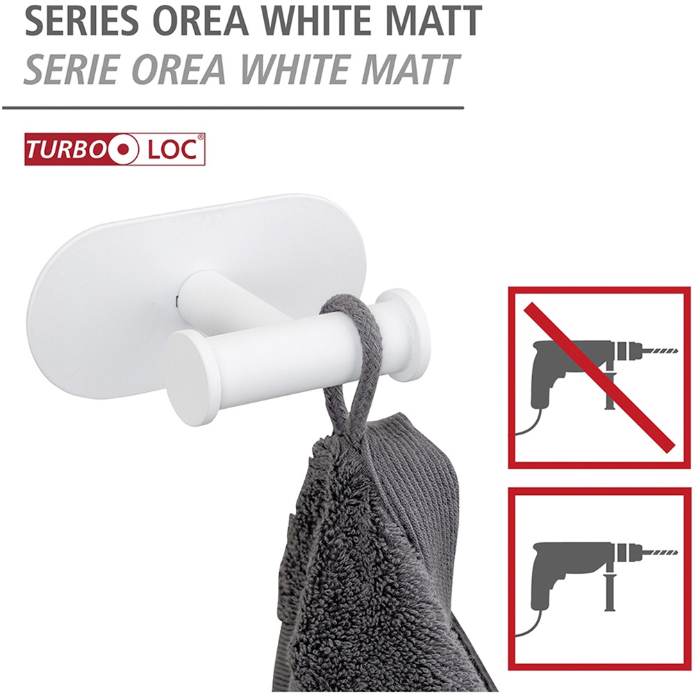WENKO Doppelhaken »Turbo-Loc® Modell Duo Orea« aus Edelstahl für Handtücher, Befestigen ohne Bohren