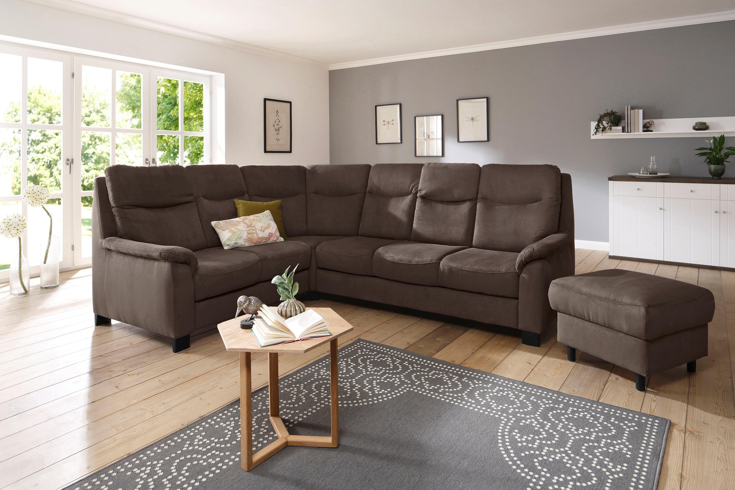 Home affaire Ecksofa »Boccaccio L-Form« mit Federkern, incl. Kopfteilverste günstig online kaufen