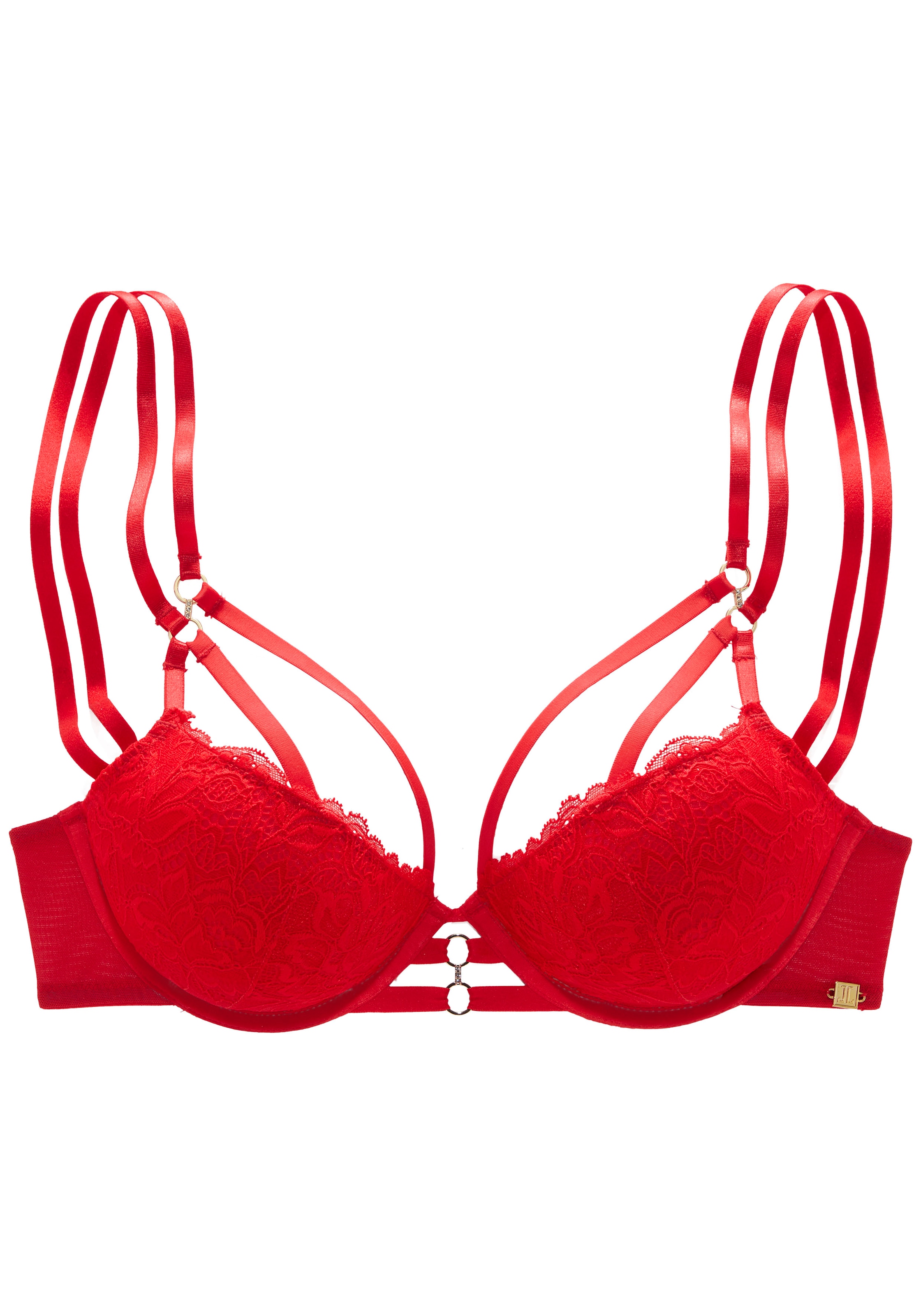 JETTE Push-up-BH mit Bügel und aufregenden Ring- und Bänderdetails, sexy Dessous