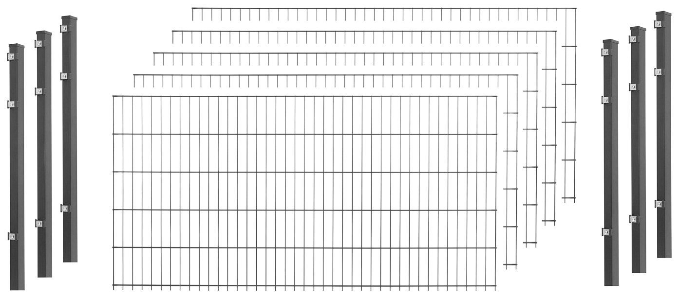 Peddy Shield Einstabmattenzaun 75 cm hoch, 5 Matten für 10 m Zaun, mit 6 Pfosten