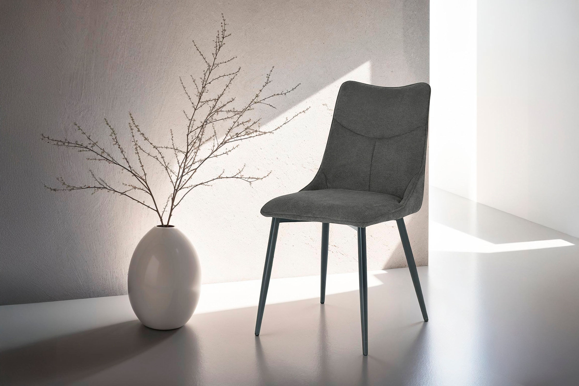 byLIVING Esszimmerstuhl »Carlo (2er-Set)«, (Set), Gestell Metall schwarz, K günstig online kaufen