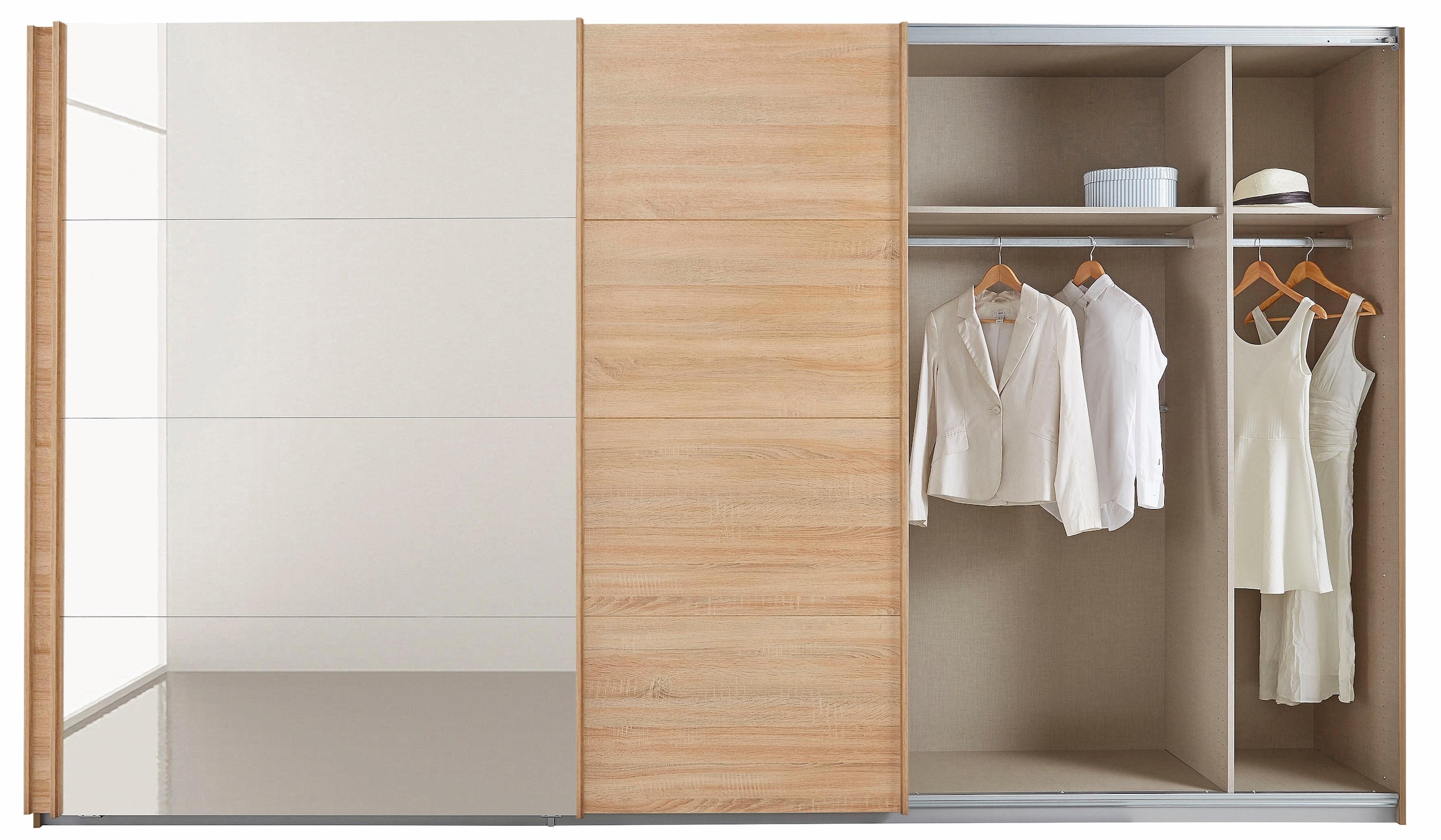 rauch Schwebetürenschrank »Kleiderschrank Schrank Garderobe Schlafzimmerschrank TUBONA«, inkl. Schubkasteneinsatz und zusätzlichen Einlegeböden MADE IN GERMANY