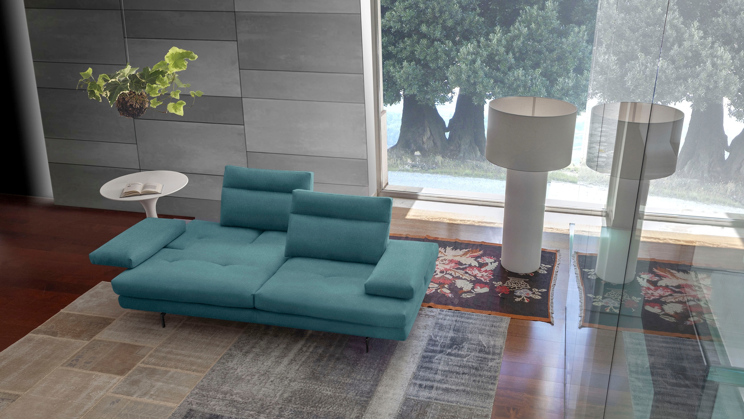CALIA ITALIA 3,5-Sitzer »Toby Wing, italienisches Designsofa, super bequem, Megasofa«, inkl. Sitztiefenverstellung und Armteilfunktion, Füße in Schwarz matt