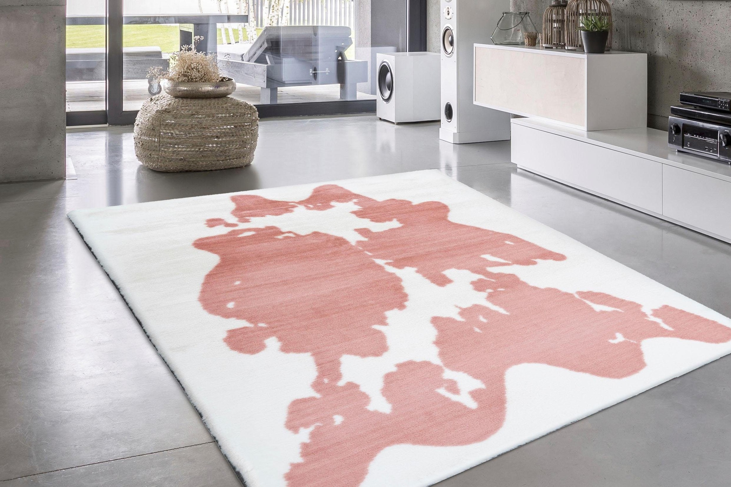 Bruno Banani Hochflor-Teppich »Makayla«, rechteckig, 30 mm Höhe, Kuhfell-Muster, Kunstfell, weicher Flor