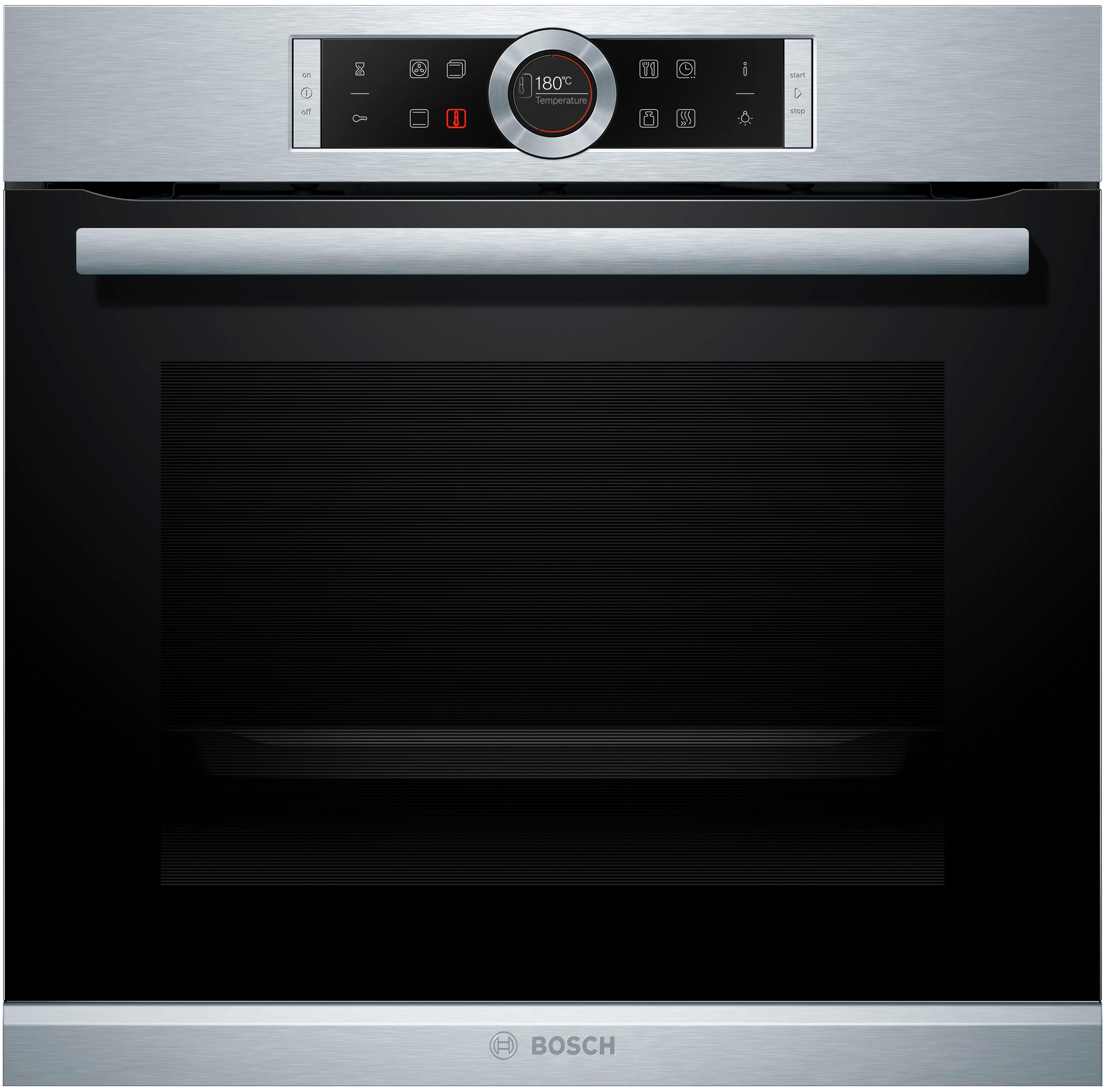 8. Bild von BOSCH Einbaubackofen »HBG635B«, Serie 8, mit Teleskopauszug nachrüstbar, ecoClean Direct, 4D-Heißluft-Eco-Ober-/Unterhitze Eco-Umluft-Infra-Grill-Großflächen-/Kleinflächengrill-Pizzastufe-Sanftgaren-Vorwärmen-Warmhalten-Auftaustufe, mit Pizzastufe