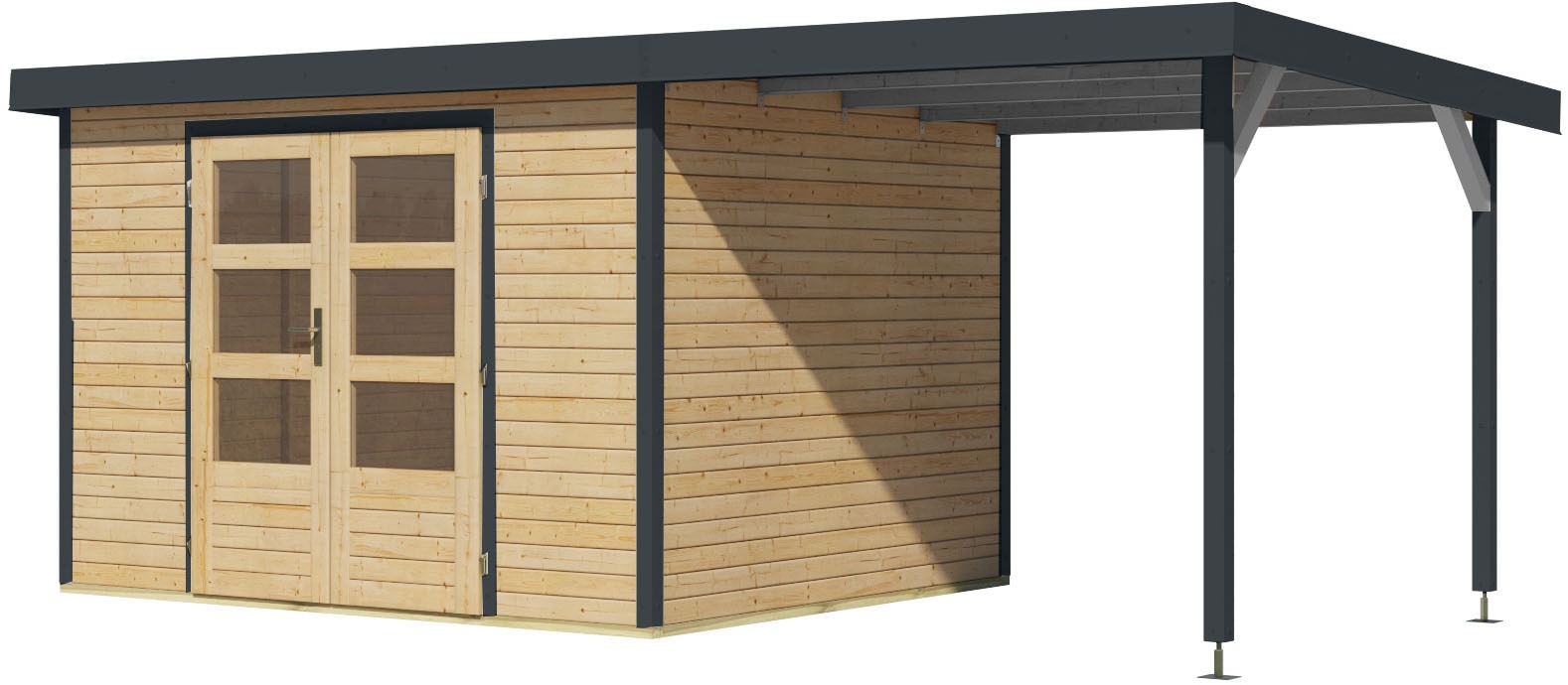 Karibu Gartenhaus »Jupiterino 5  SET, in verschiedenen Farben« inkl. Anbaudach