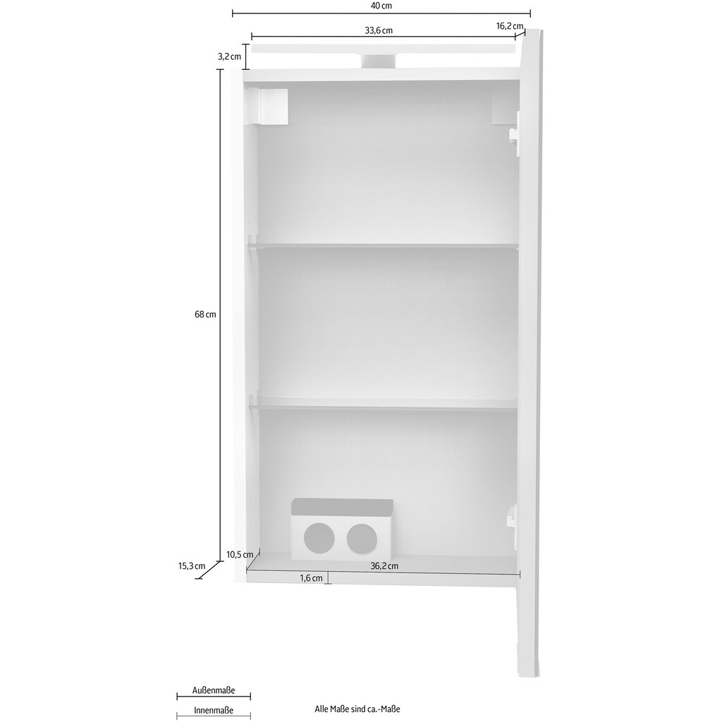 FACKELMANN Spiegelschrank »SBC«, (Spiegelschrank mit LED-Aufsatzleuchte)