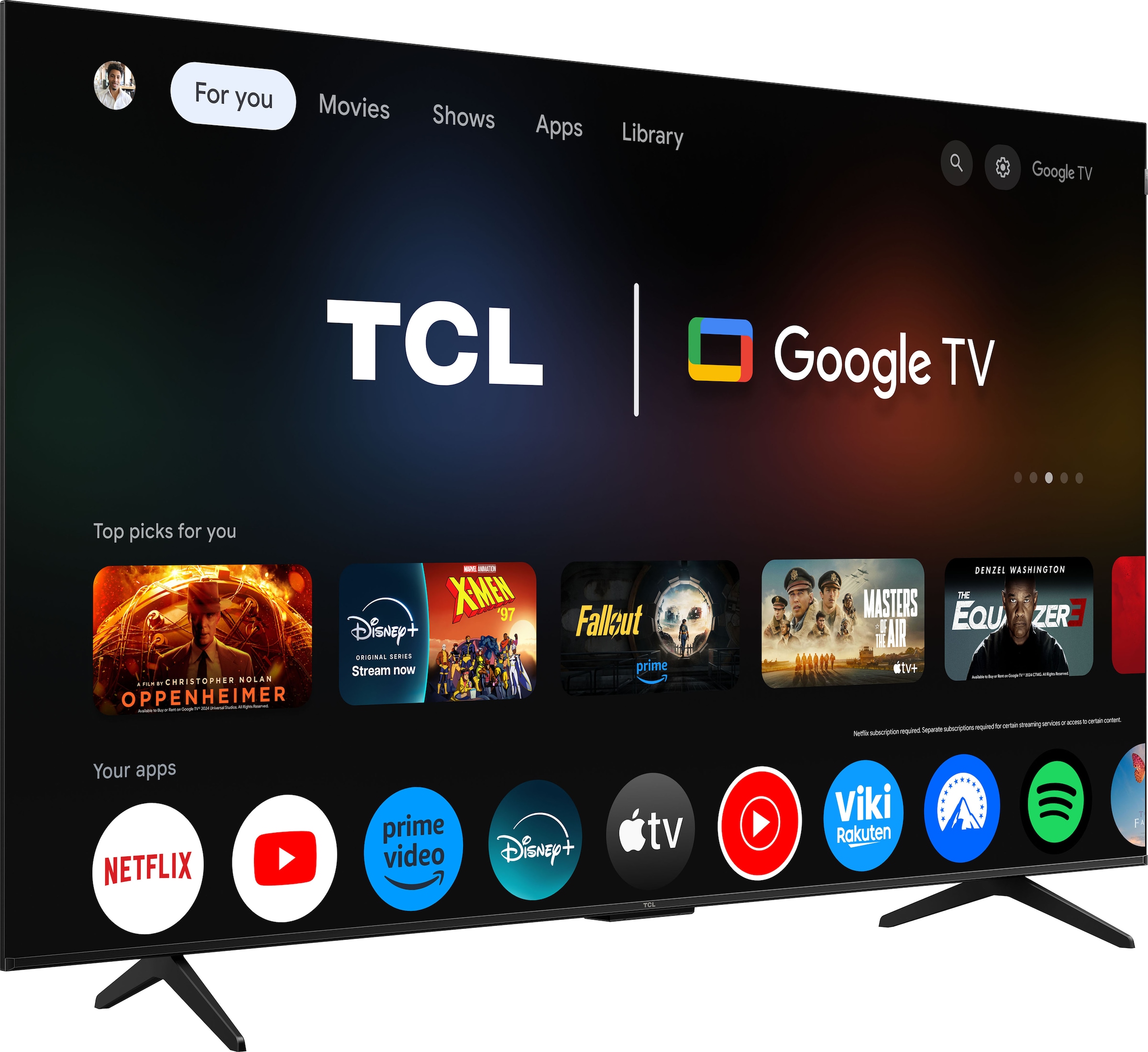 TCL QLED-Fernseher »65P71KX1«, 4K Ultra HD, Google TV-Smart-TV, Multi-HDR, Dolby Vision, Smart TV, Apple TV, Dolby Atmos, Slim Design