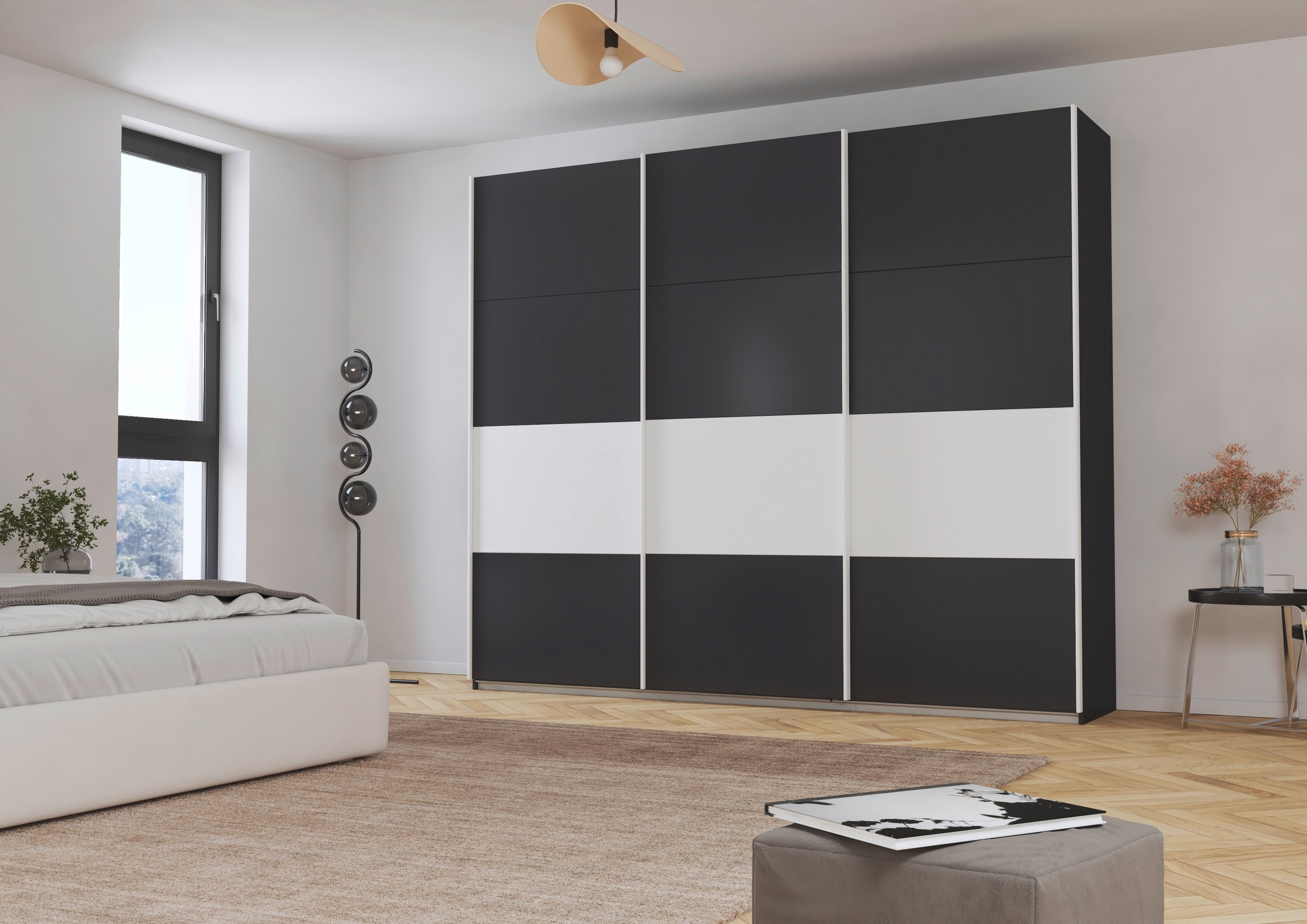 rauch Schwebetürenschrank »Schwebetürenschrank Kleiderschrank Schrank Garderobe CORTONA«, inkl. Inneneinteilung, 2 Stoffboxen und zusätzlichen Einlegeböden