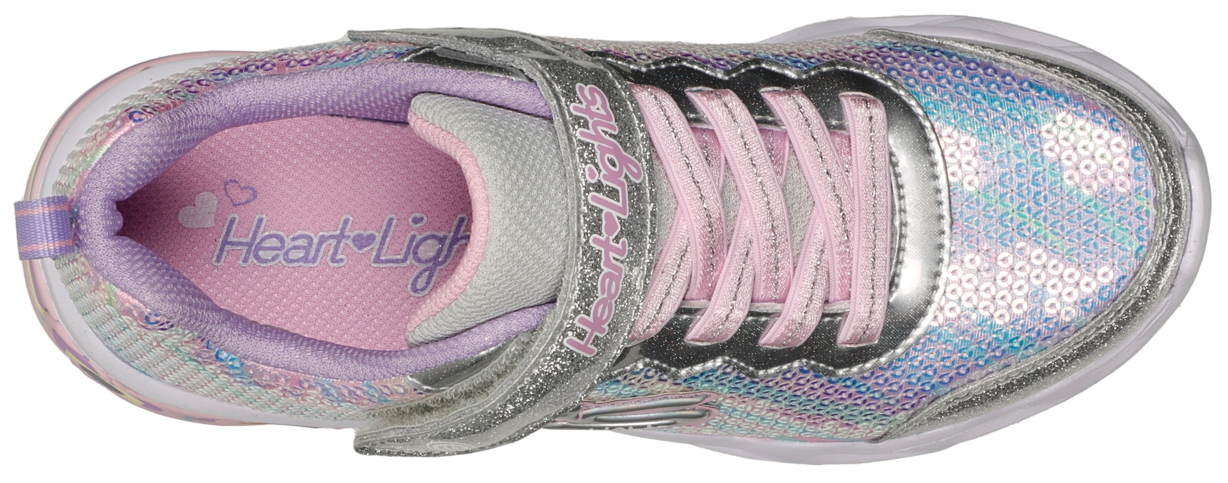 Skechers Sneaker »SWEETHEART LIGHTS«, Klettschuh, Freizeitschuh, Blinkschuh mit schimmerndem Metallic Look