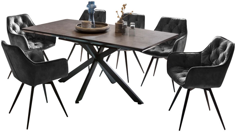 HELA Essgruppe »HAVEL« 7 Stk. tlg. Tisch 140-180x90 cm, Synchronauszug, Stu günstig online kaufen