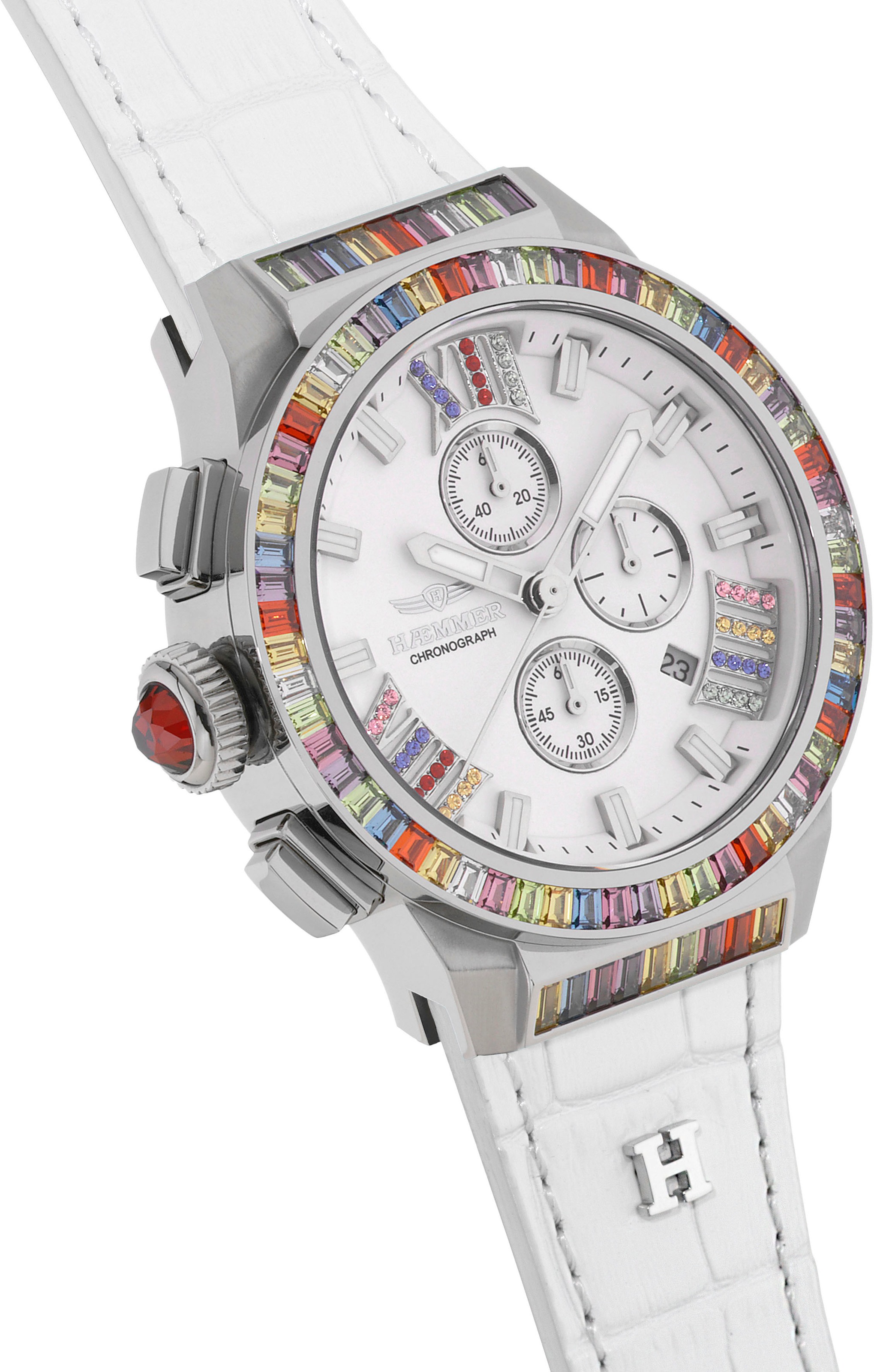 HAEMMER GERMANY Chronograph »GLORIOUS«, Quarzuhr, Damenuhr, Datum, Stoppfunktion, Saphirglas, Lederarmband