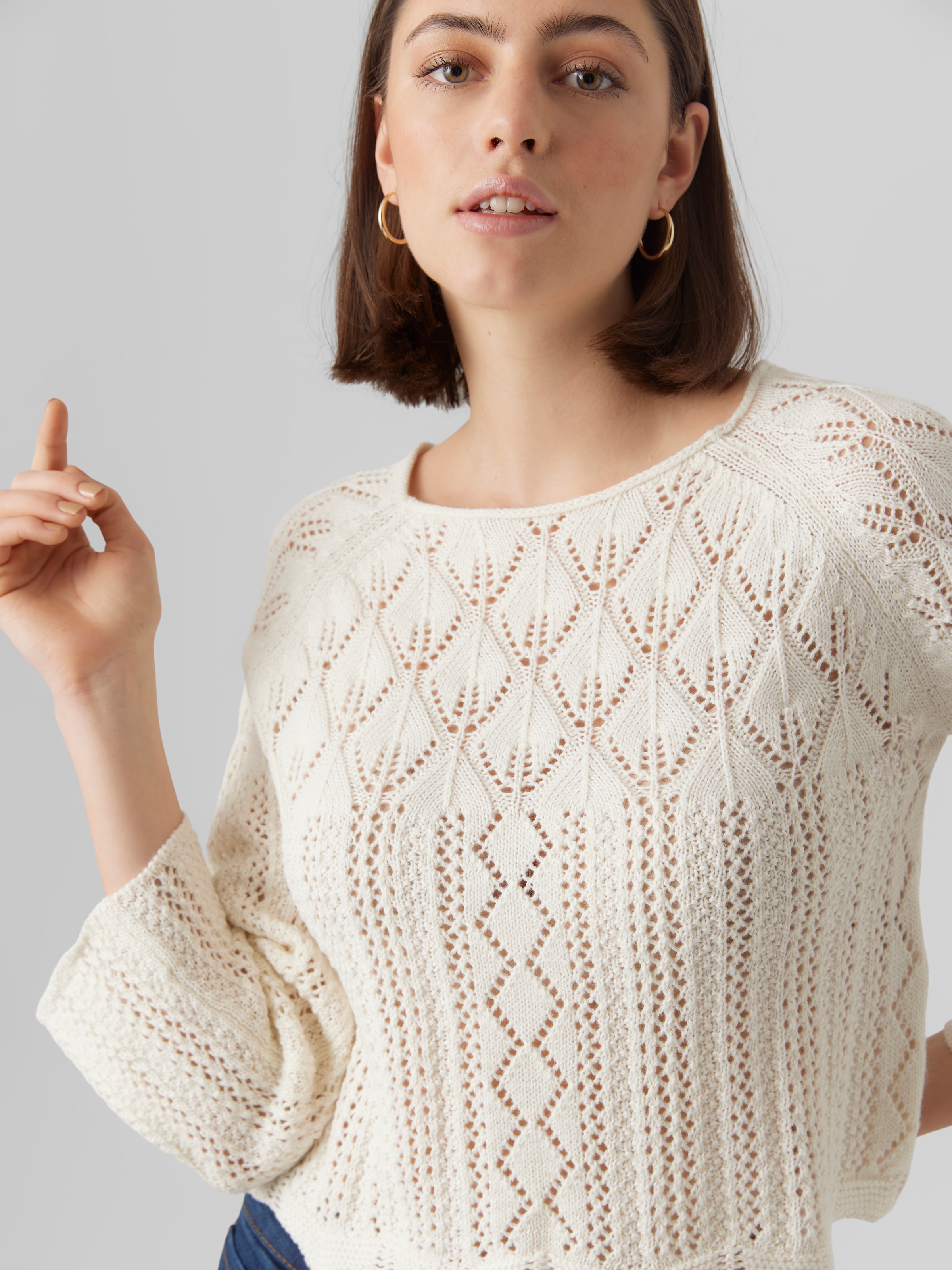 Vero Moda Strickpullover »VMGINGER 3/4 BOATNECK PULLOVER GA NOOS« im femininen, wunderschönen Jacquard-Strickmuster