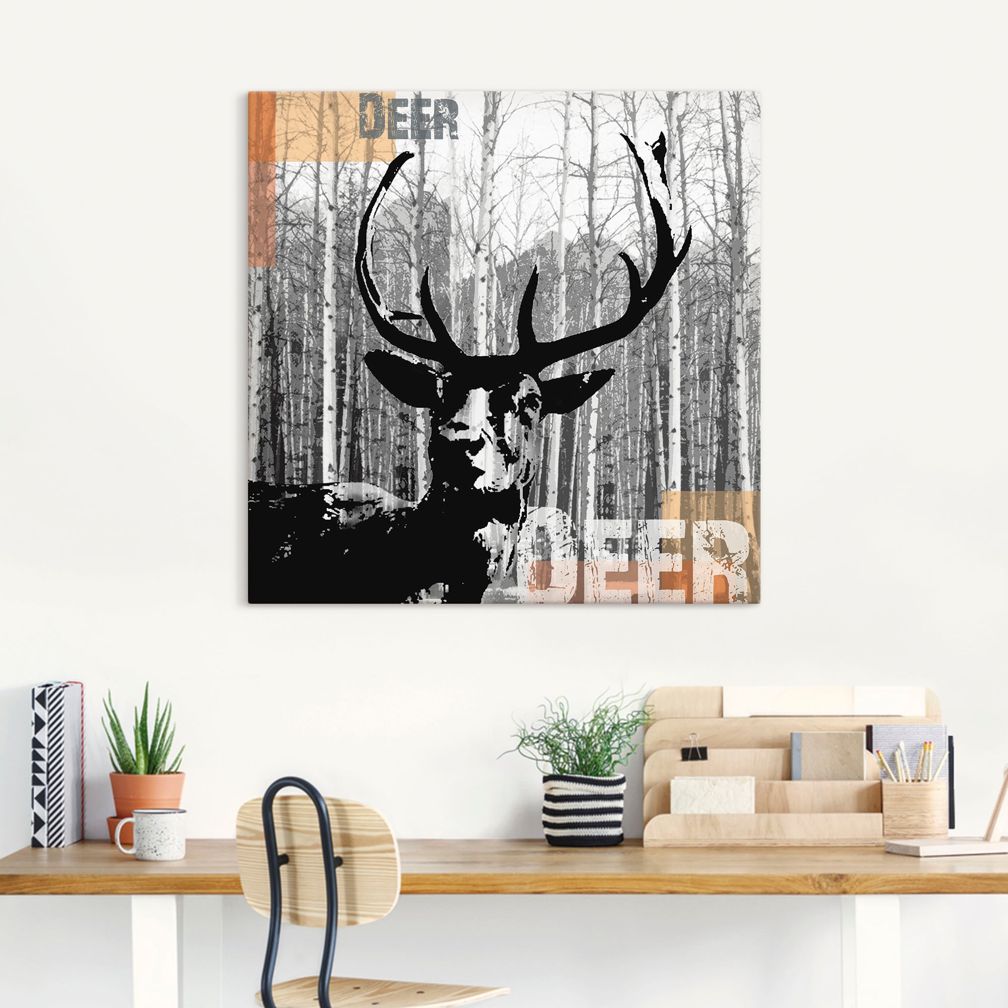 Artland Wandbild »Hirsch Collage«, Wildtiere, (1 St.), als Leinwandbild, Poster, Wandaufkleber in verschied. Größen