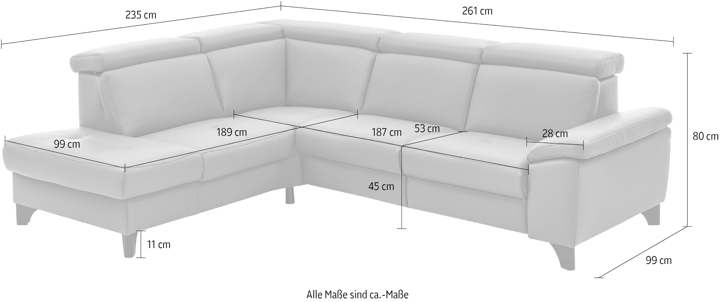 Die PlanBar Ecksofa »PN-EM23166 L-Form«, optional mit Kopfteilverstellung und Stauraum