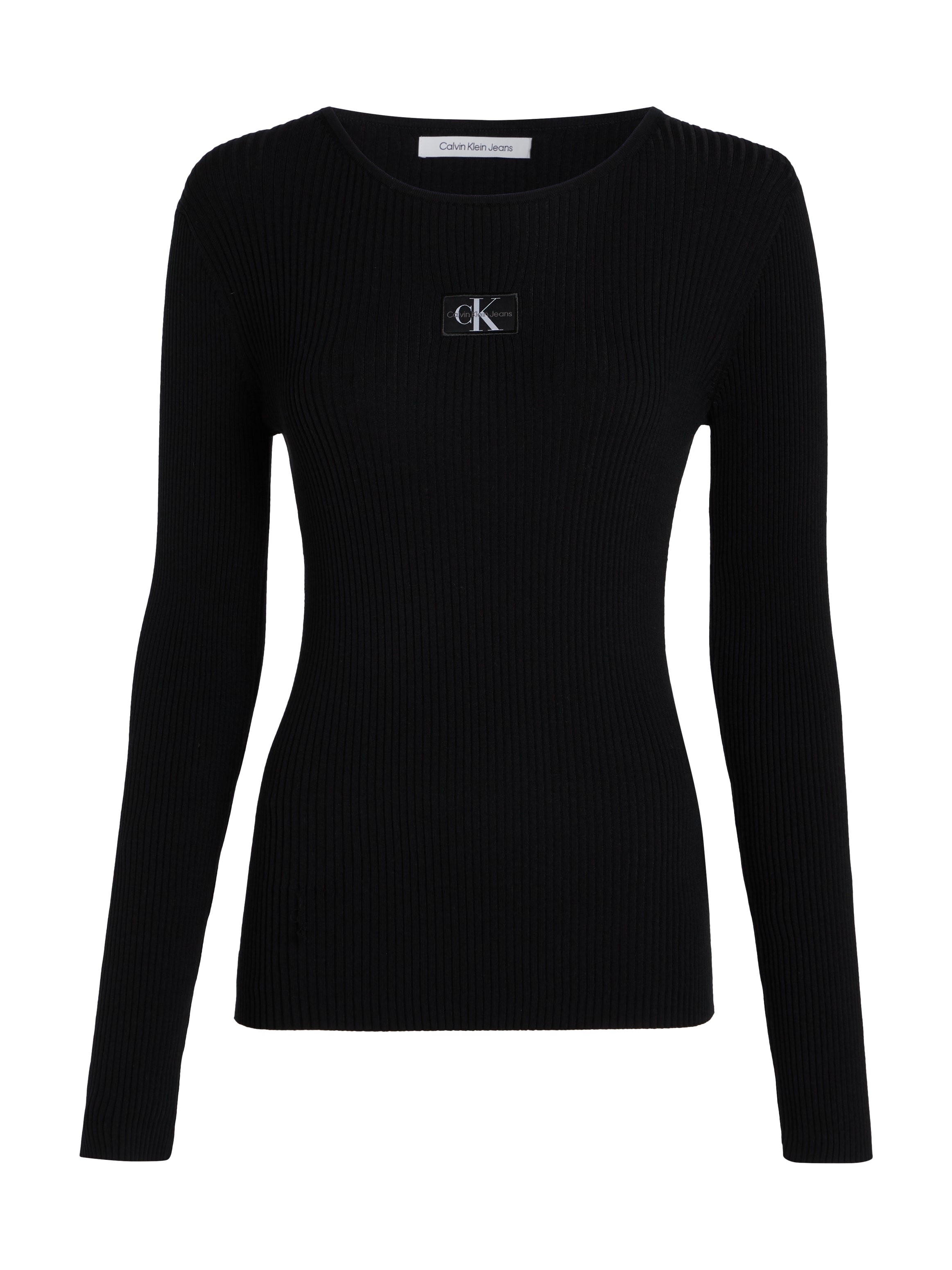 Calvin Klein Jeans Rundhalspullover »WOVEN LABEL TIGHT SWEATER«, mit Logopatch