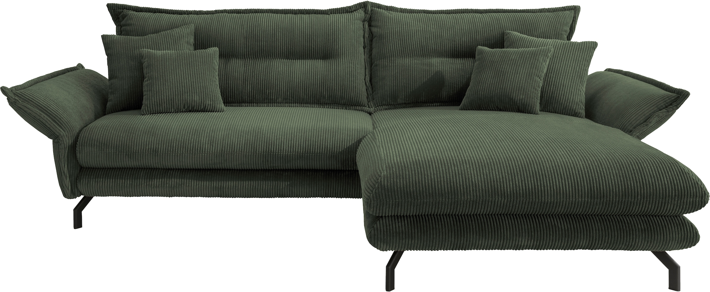 Home affaire Ecksofa »LAVA Breite 255 cm, modern und elegant, aktuelle Kissenoptik, L-Form« Armlehnen verstellbar