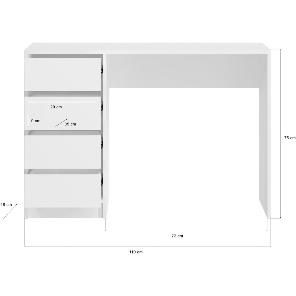 welltime Schreibtisch »Pisa«, Breite 110 cm, Tisch Schminktisch Badschrank Desktop