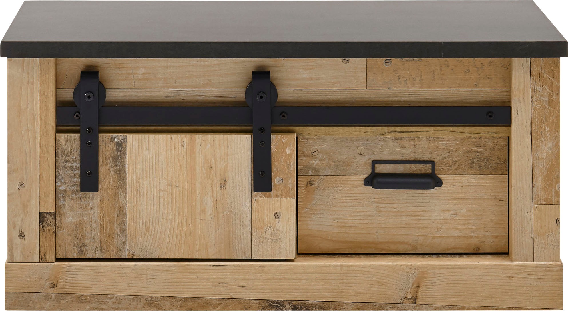 Home affaire Sitzbank »SHERWOOD«, modernes Holz Dekor, mit Scheunentorbeschlag aus Metall, Breite 93 cm