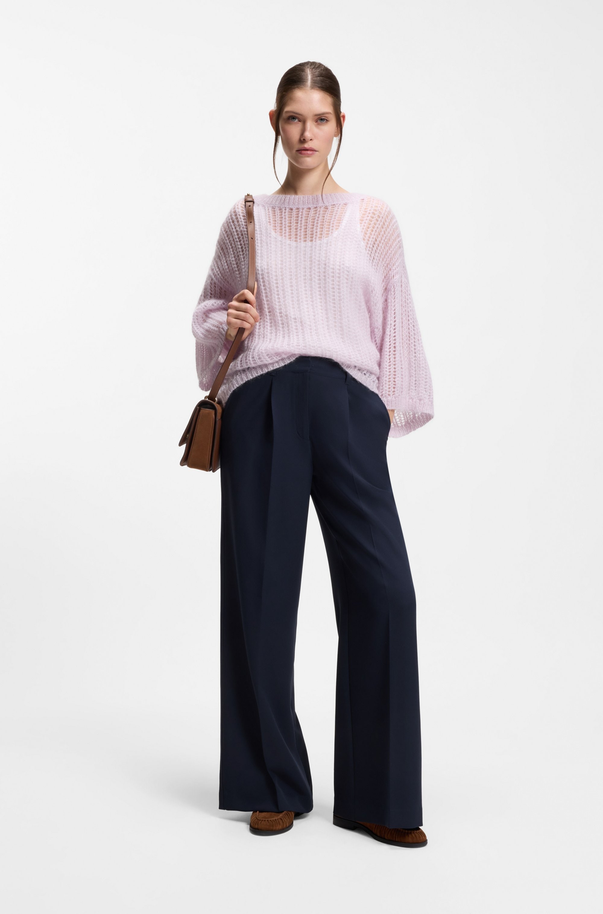 BOSS ORANGE Anzughose »Tiwi Premium Damenmode«  Wide Leg mit Bügelfalte