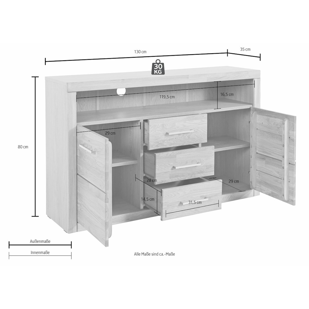 Woltra Sideboard »Ribe«, Breite 130 cm