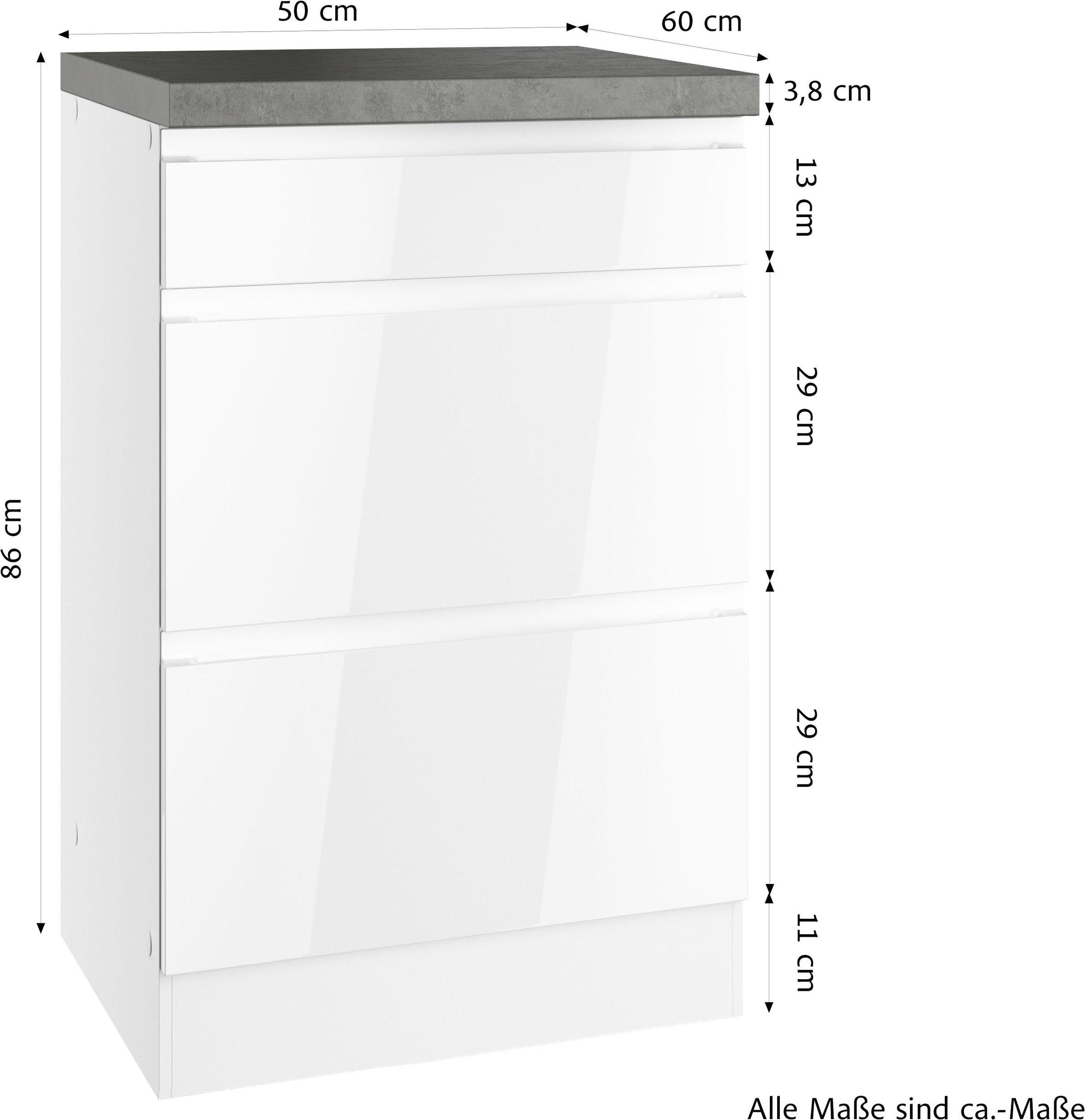 KOCHSTATION Unterschrank »KS-Virginia,neu in verbesserter Ausführung« Stauraum, Softclose, mit CPL-Arbeitsplatte,  Breite 50 cm, 1 Schubkasten, 2 Auszüge, Soft-Close-Funktion