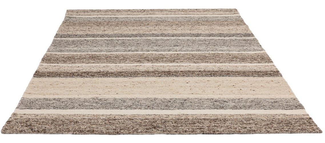 THEKO Wollteppich »Ehrwald TK-155« rechteckig 12 mm Höhe Wendeteppich, besonders flach, reine Wolle, handgewebt, gestreift