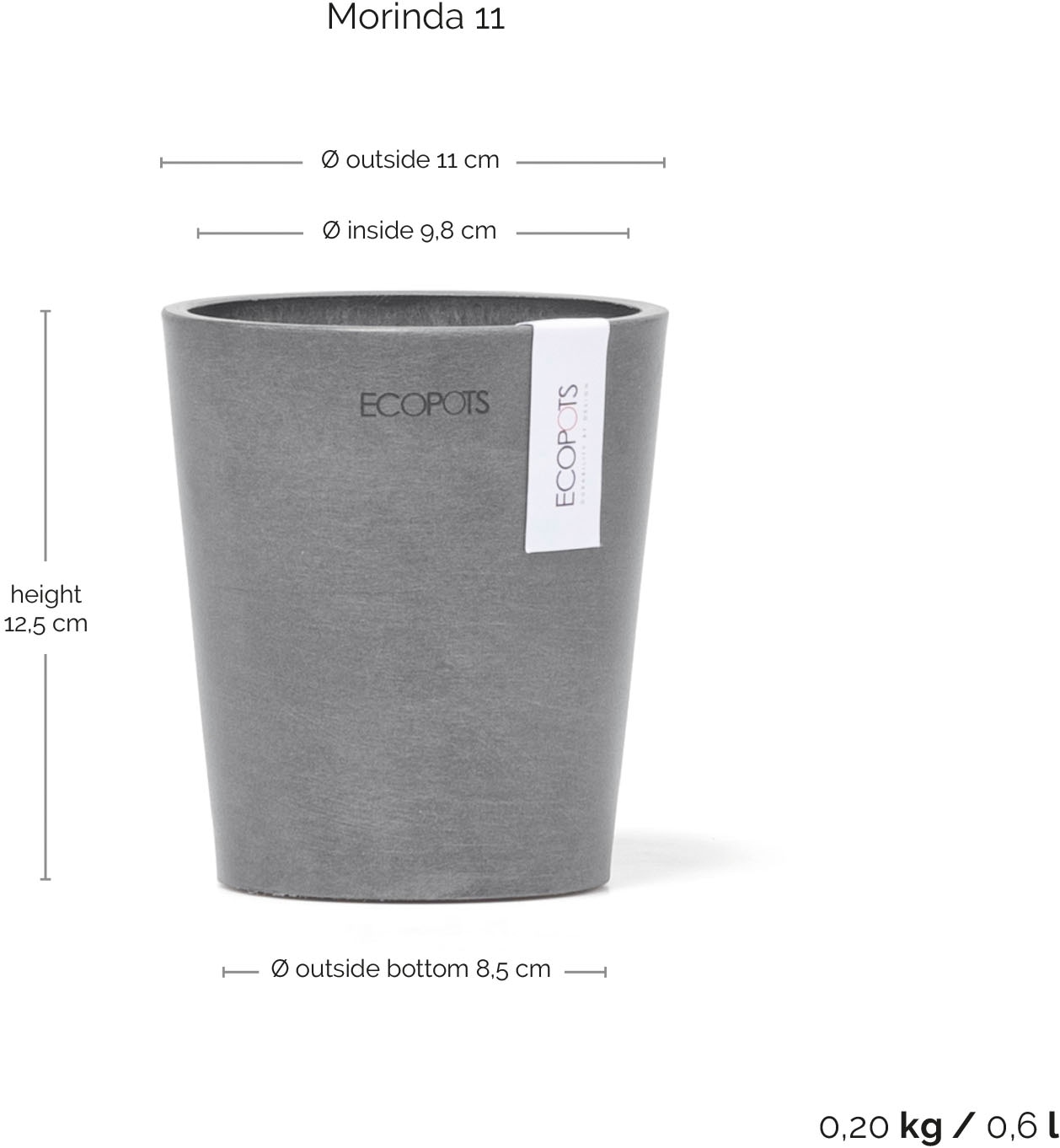 ECOPOTS Blumentopf »Morinda Orchidee 11 Grau« für den Innenbereich