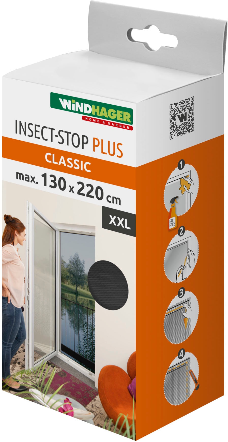 Windhager Fliegengitter-Gewebe »Plus für bodentiefe Fenster, Balkon- und Terrassentüren, ohne Bohren« 1 Stk. tlg. Insektenschutzgitter 130 x 220 cm, erhältlich in anthrazit, weiß