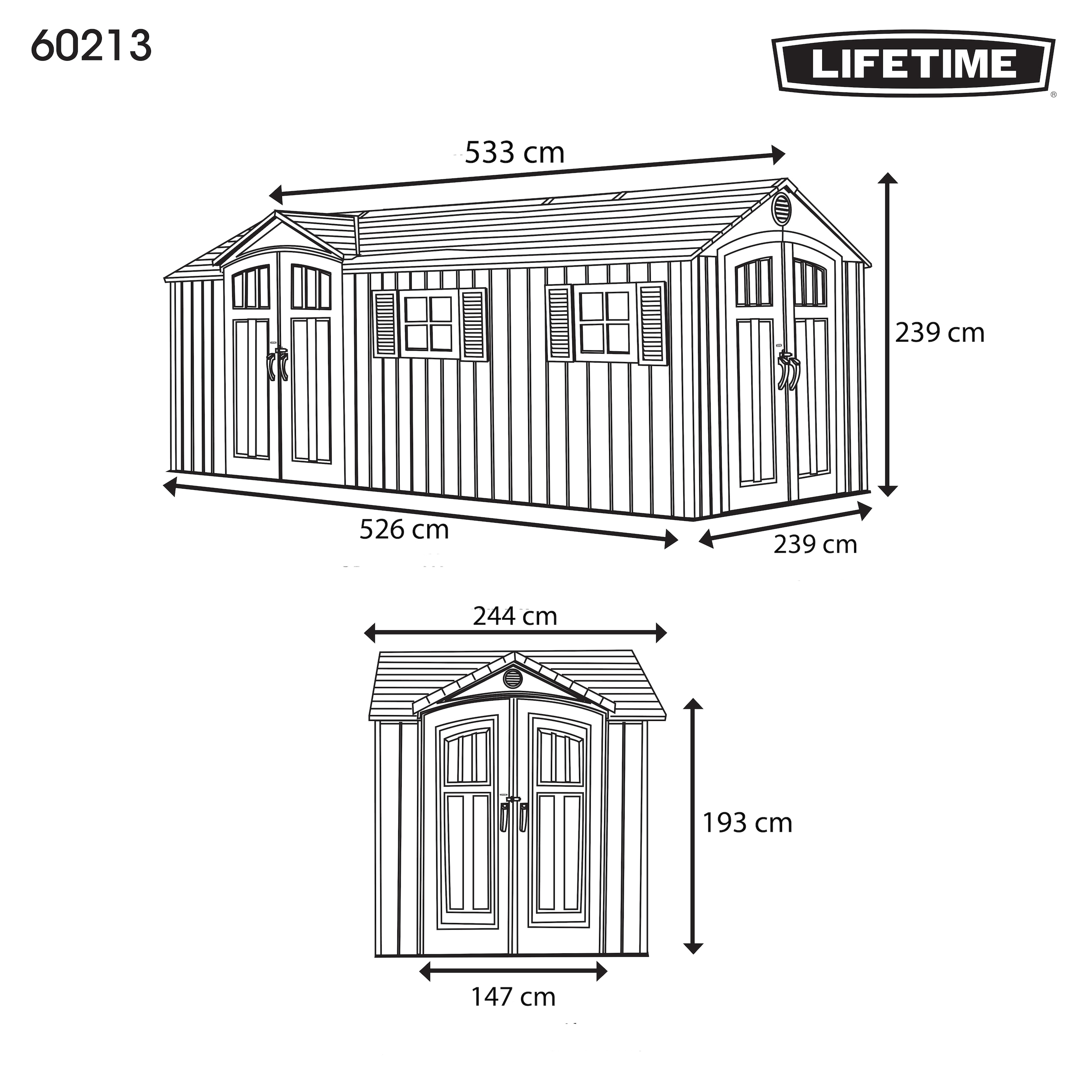 Lifetime Gerätehaus »Chateau«, (Set), Kunststoff, inkl. Fußboden, Regale und Werkzeugtasche