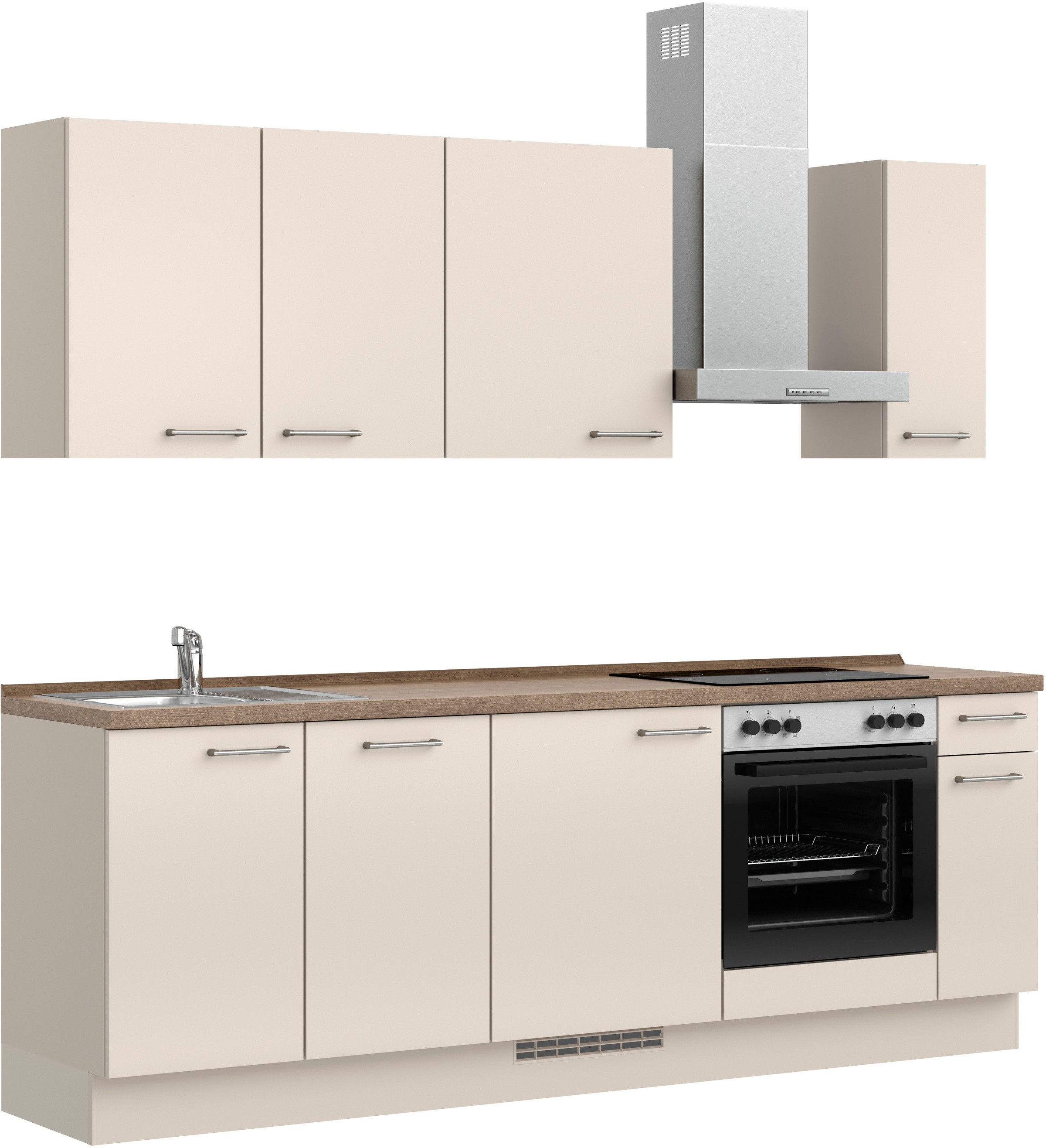 nobilia® Küchenzeile »"Laser I", Ausrichtung wählbar, Breite 240 cm«, vormontiert, wahlw. mit unterschiedlichen E-Geräten-Sets
