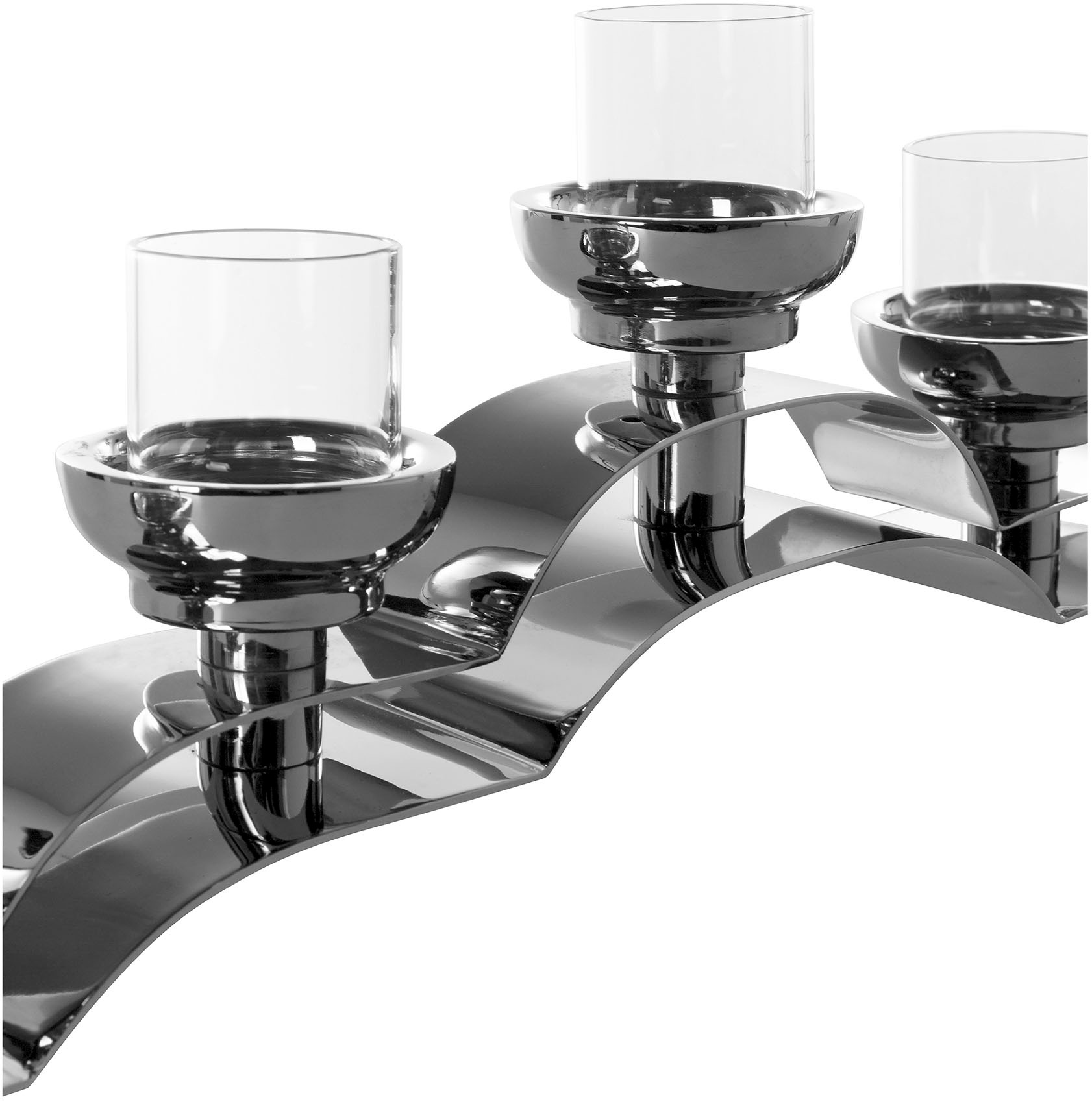 Fink Kerzenleuchter »NUVOLA«, (1 St.), Teelichthalter inkl. Glas, 5-flammig, vernickelt