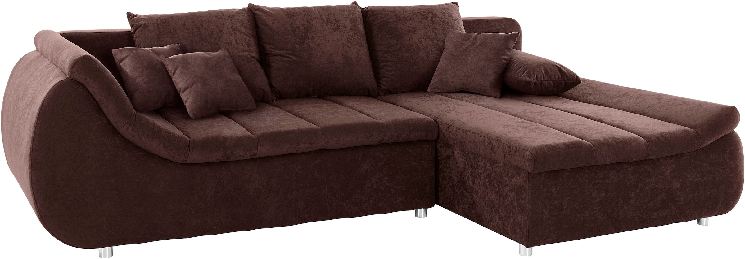 INOSIGN Ecksofa »Imola, elegant und modern, aktuelle Steppung im Sitz, bequem, L-Form«, frei im Raum stellbar, wahlweise mit Bettfunktion und Bettkasten